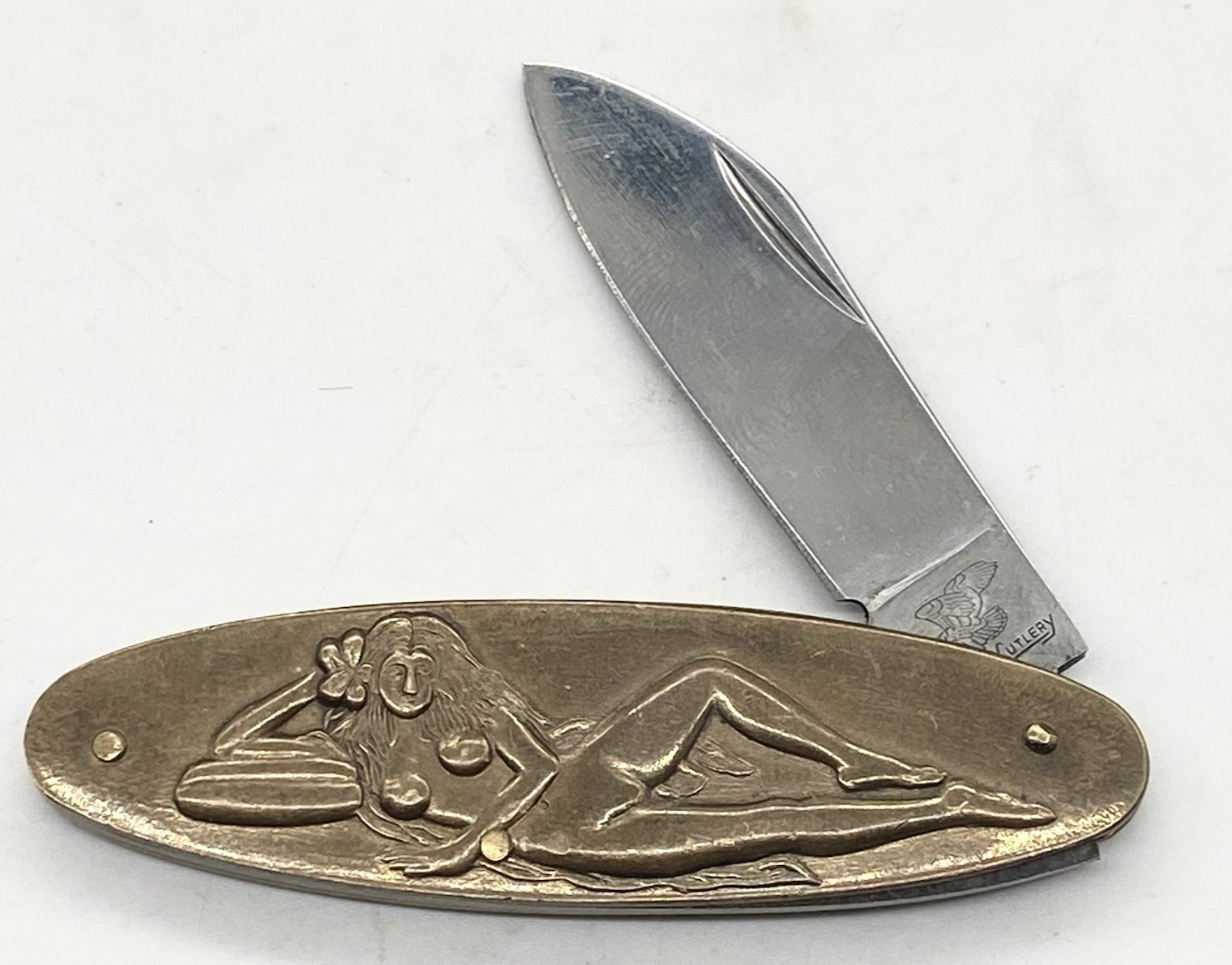 Frost Cutlery 2 -5/8 Pin Up Lady Steel Pocket Knife Made Japan Vintage RARE