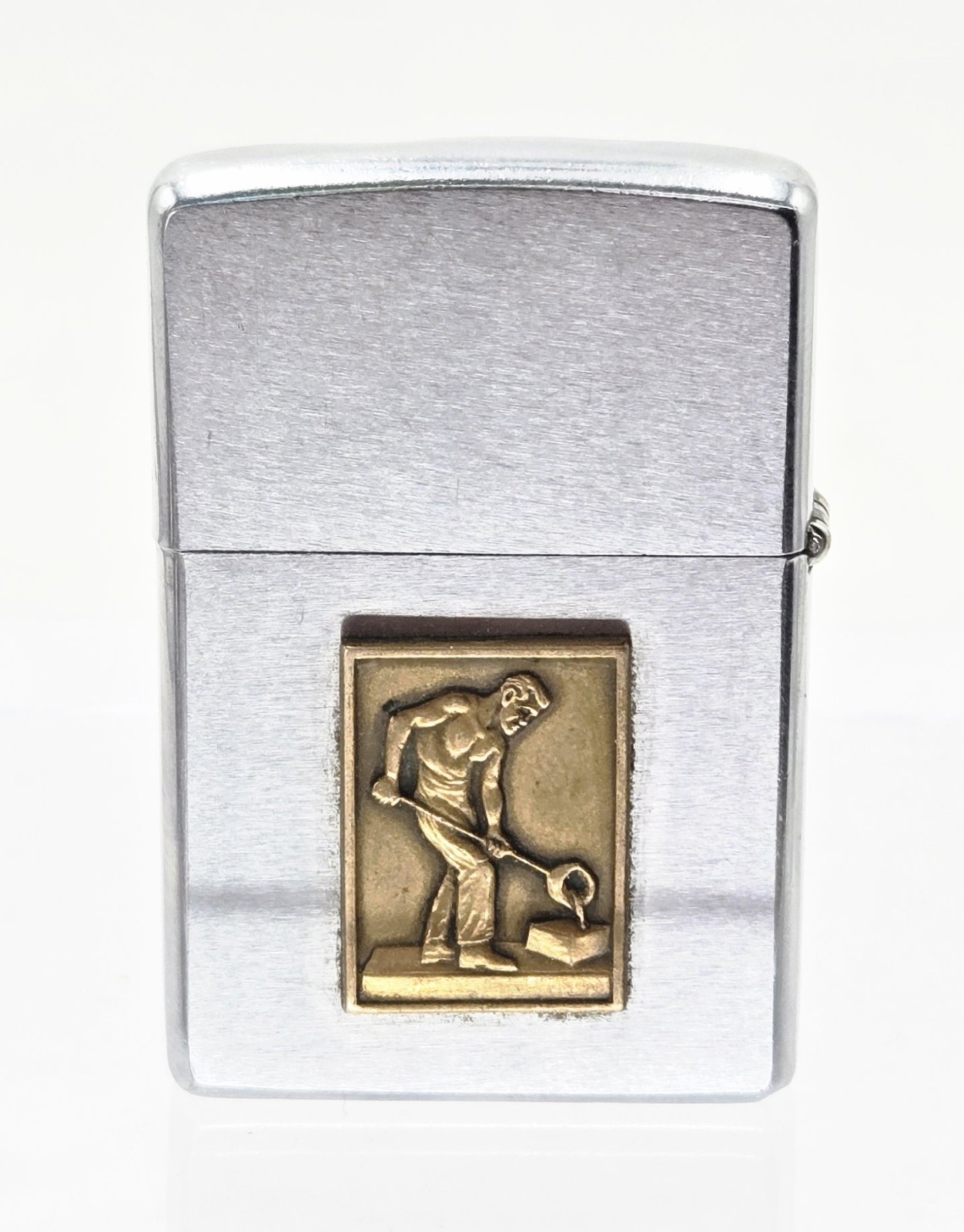 1971 Zippo Lighter Professional Custom Stripped Two Tone Brass Steelworker Rare