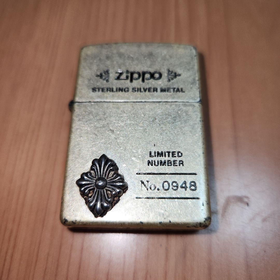 Zippo Sterling Silver Metal Cross Limited Serial Oil Lighter From Japan