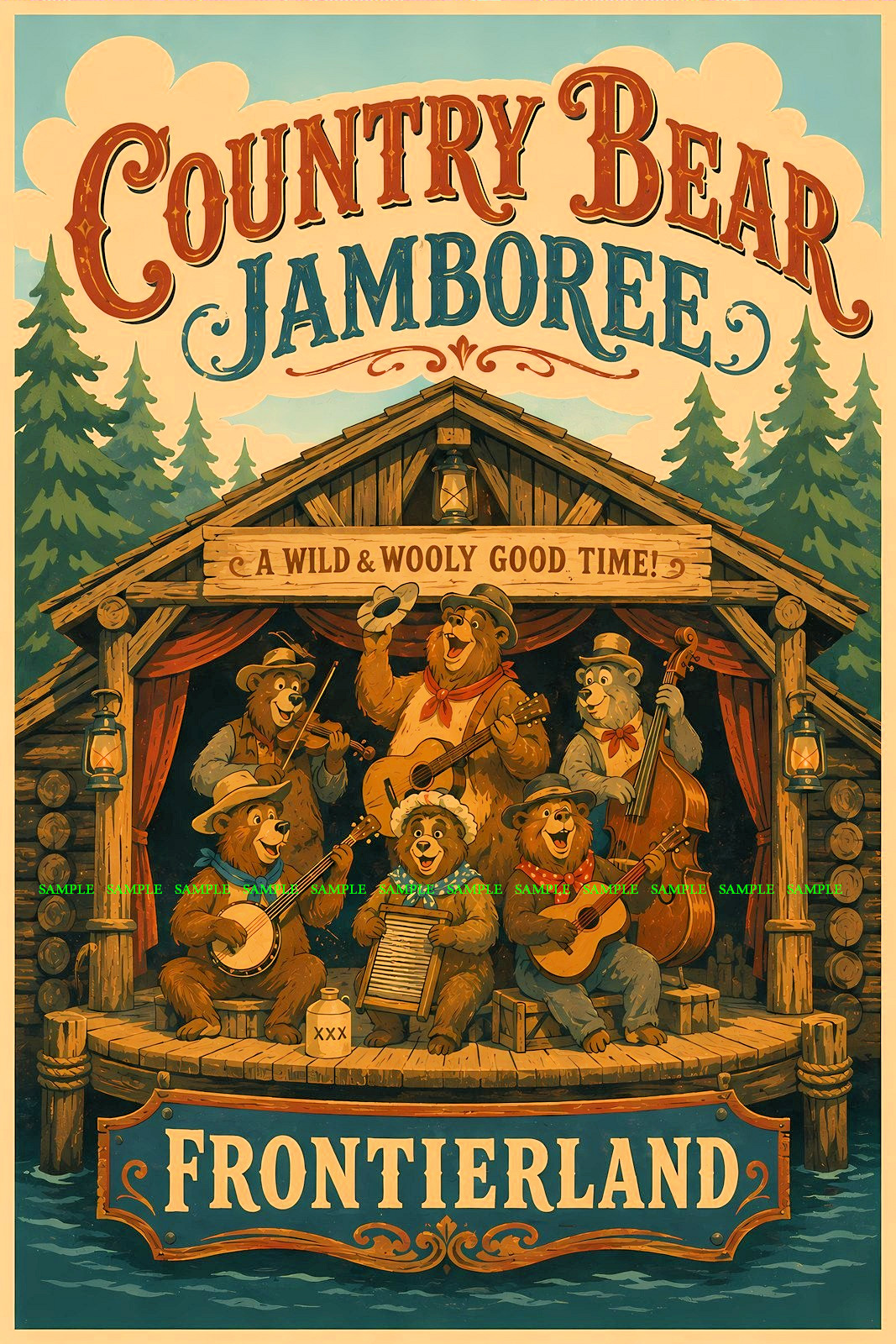 Disney Country Bear Jamboree Frontierland 11 x 17 Poster Disney Magic Kingdom