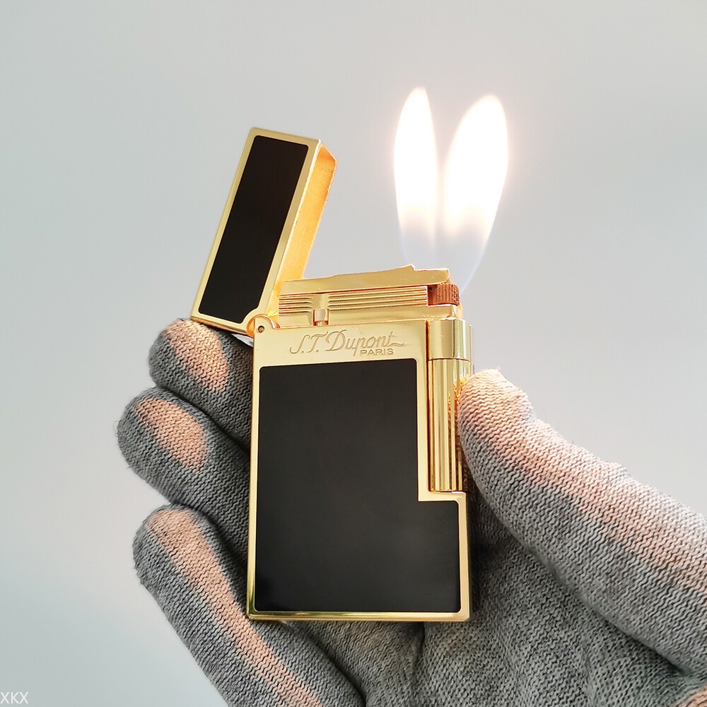 S.T.-Dupont Double Flame Lighter Ping Sound Gas Refillable for Smoking Cigarette