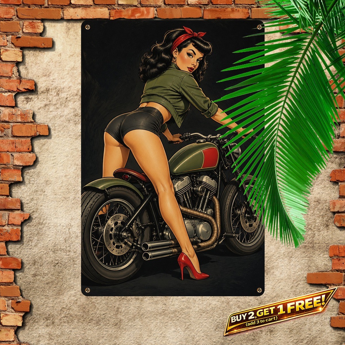 Vintage Pinup Beauty Metal Sign Retro Bedroom Wall Decor 8x12