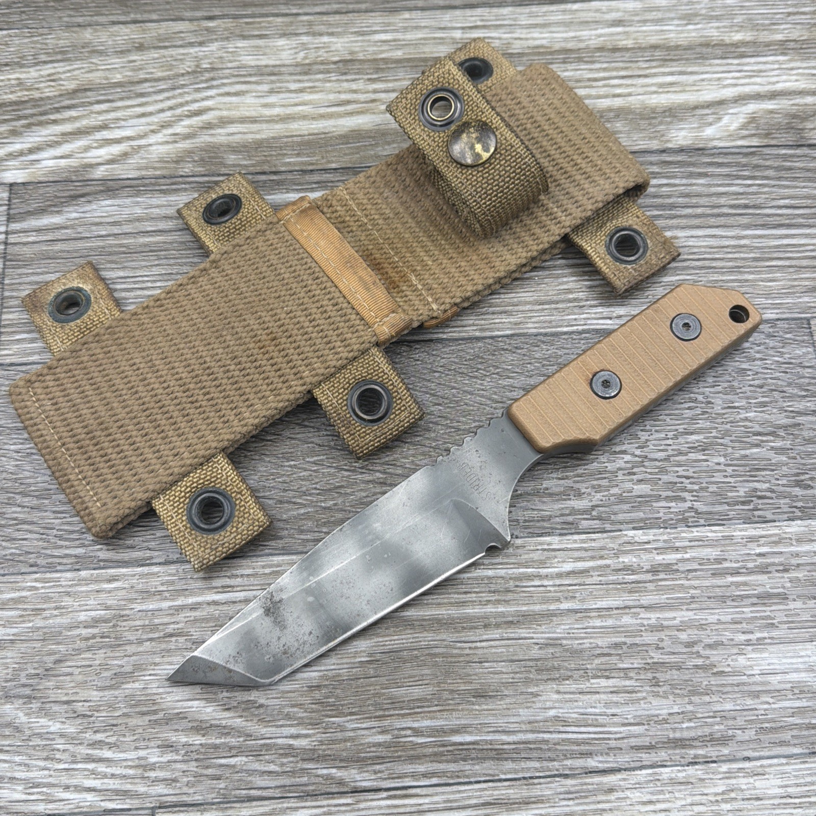 Strider Knives Fixed DB-L S30v Tiger Stripe  Tanto with Sheath