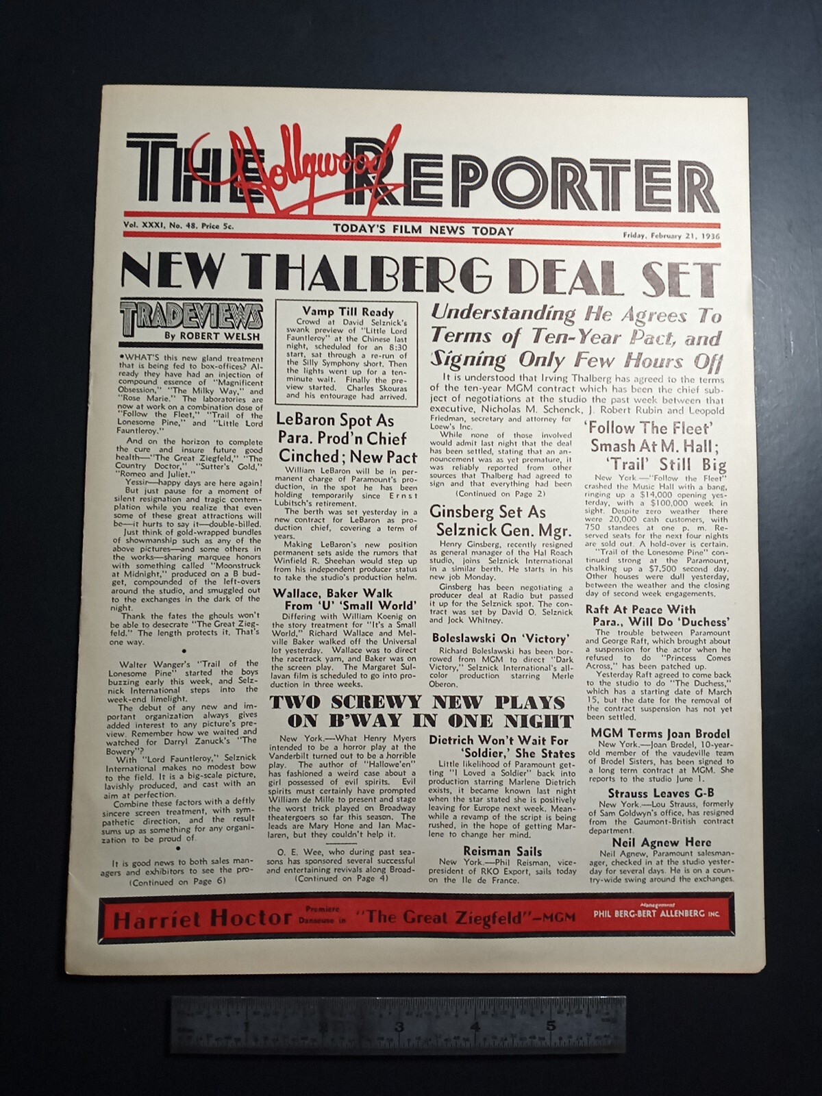 Hollywood Reporter Feb 21 1936 Irving Thalberg Little Lord Fauntleroy F-Man Hollywood Reporter Feb 21 1936 Irving Thalberg Little Lord Fauntleroy F-Man