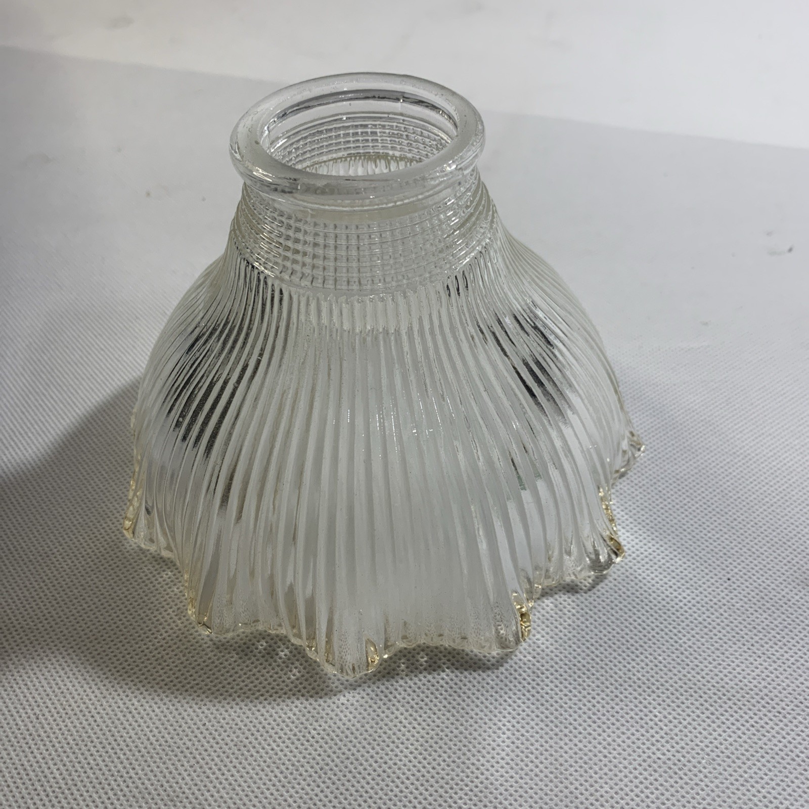 Vintage Ruffled Ribbed Holophane Glass 5.5 Vintage Ruffled Ribbed Holophane Glass 5.5