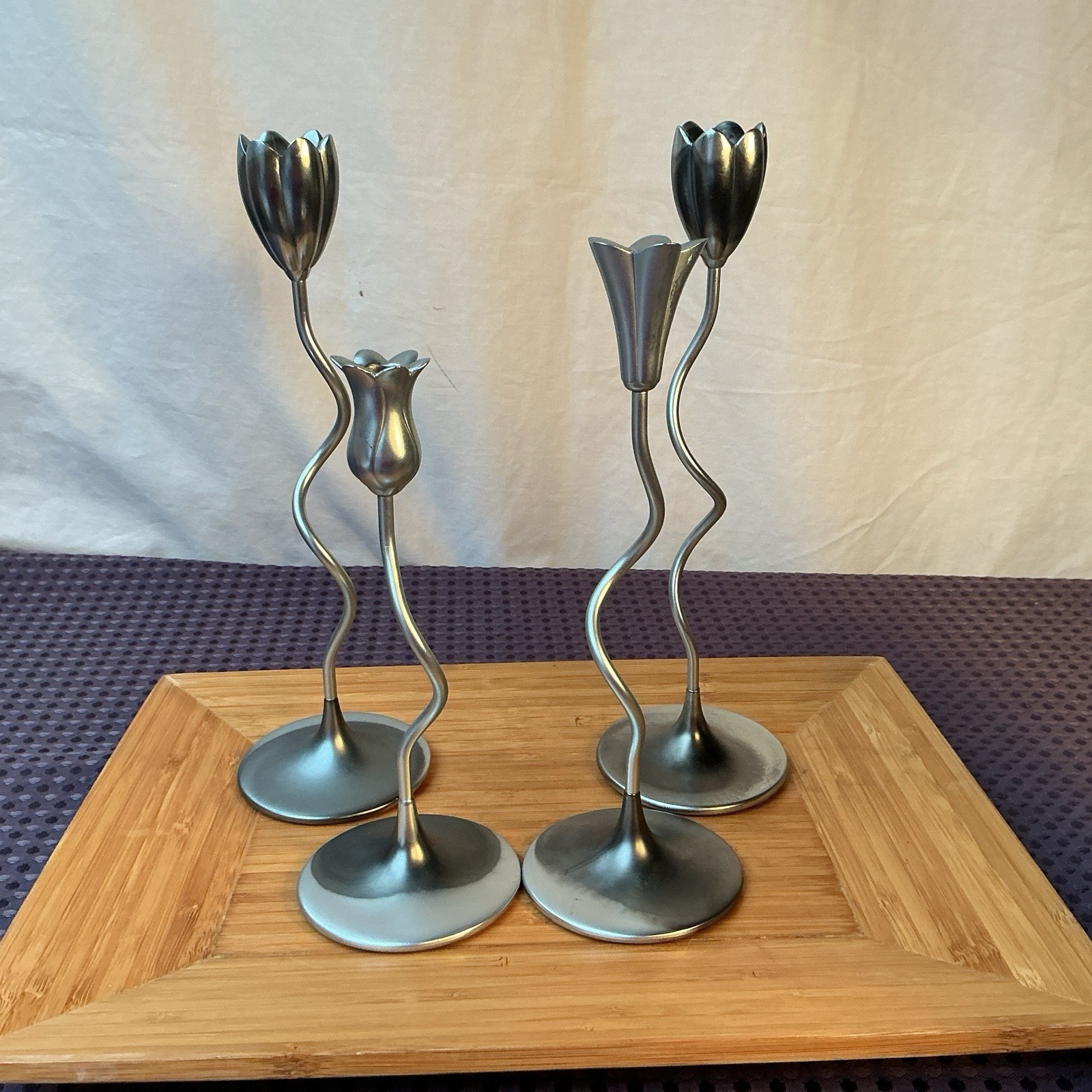 Vtge PartyLite Retired, Tulip Candlesticks 4 Small Candles Vtge PartyLite Retired, Tulip Candlesticks 4 Small Candles