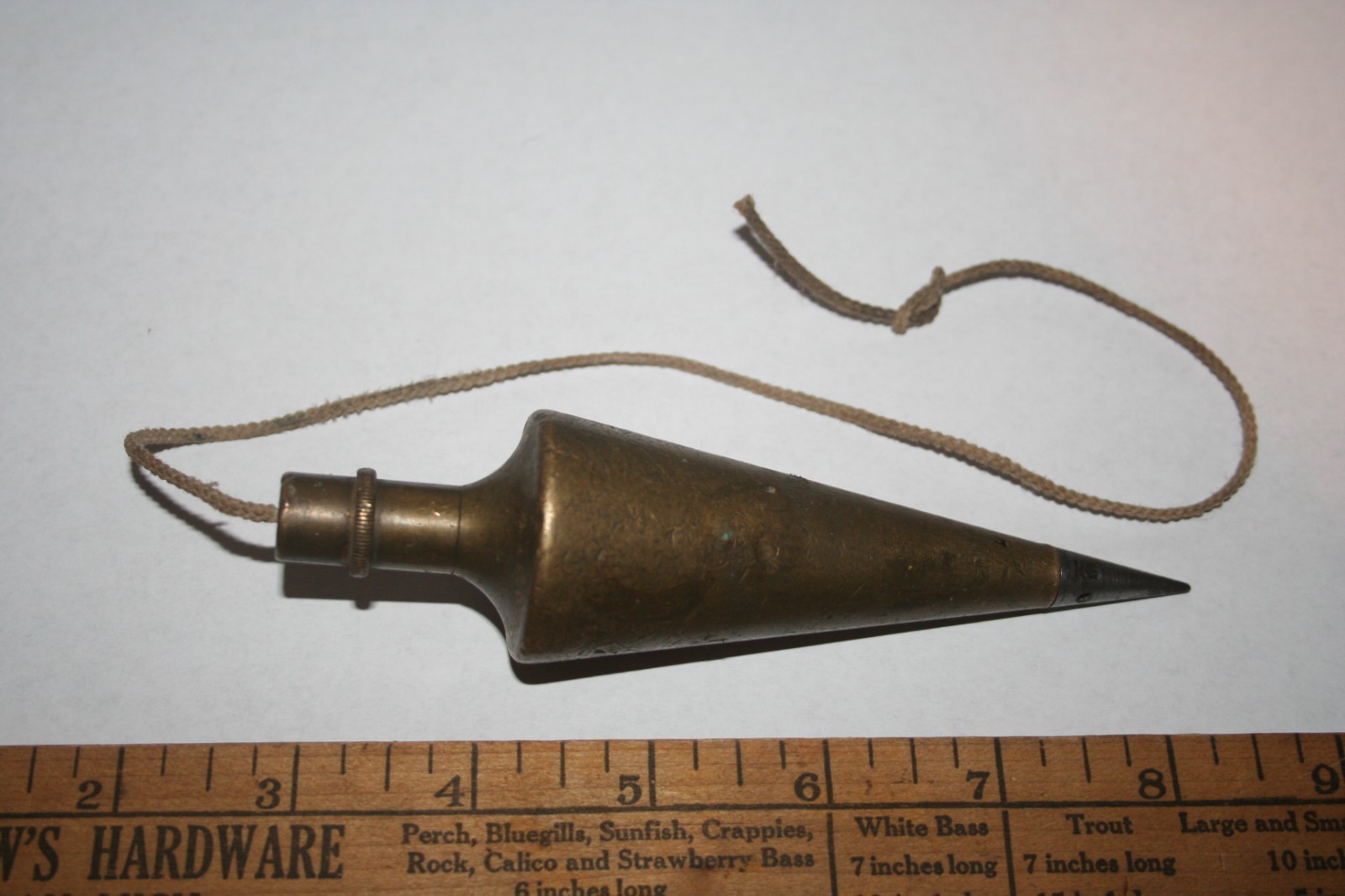 Vintage K & E Solid Brass Plumb Bob With Hardened Steel Tip-Used-Wear