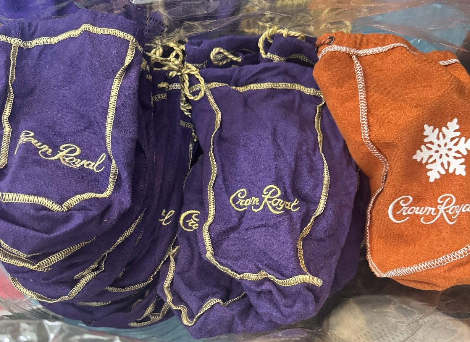 Lot Of 40+ Purple Crown Royale Drawstring Empty Bags. Variety Sizes
