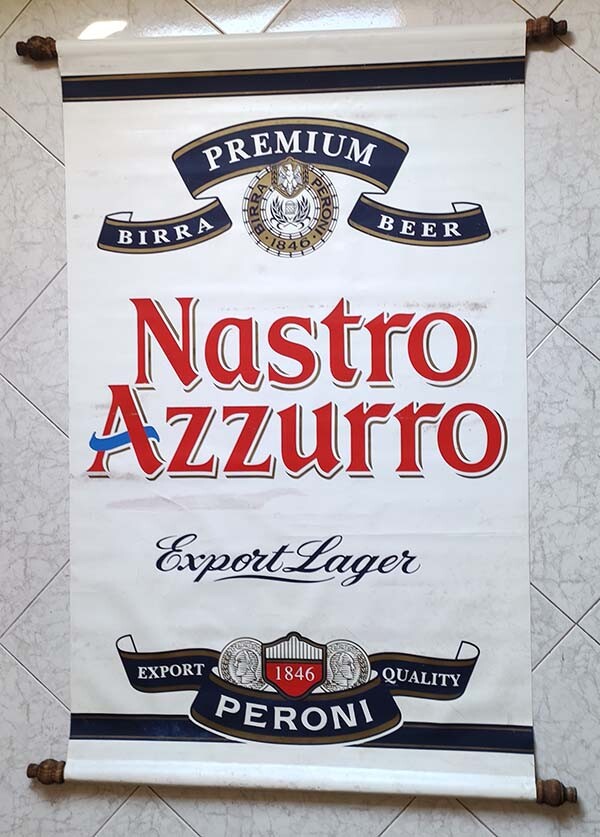 PERONI Beer BANNER Blue Ribbon Large PVC Banner Vintage 90x145 Sign