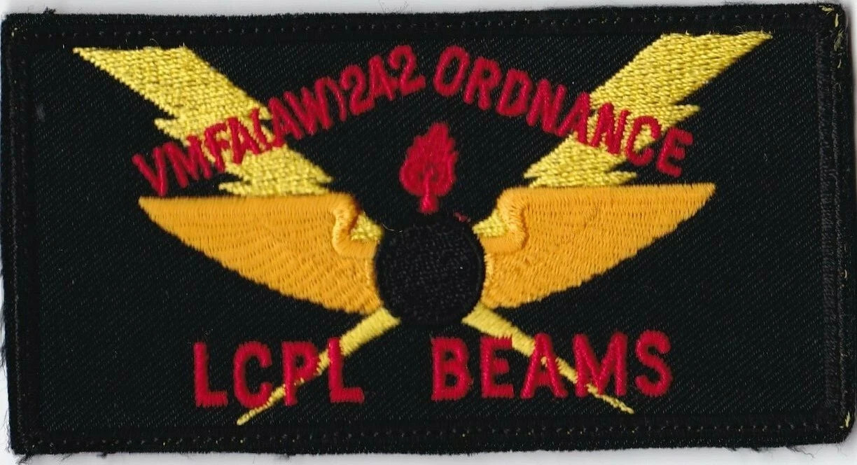 USN VMFA(AW) 242 Ordnance LCPL Beams F-18 Nametag Wing Patch A-2 USN VMFA(AW) 242 Ordnance LCPL Beams F-18 Nametag Wing Patch A-2