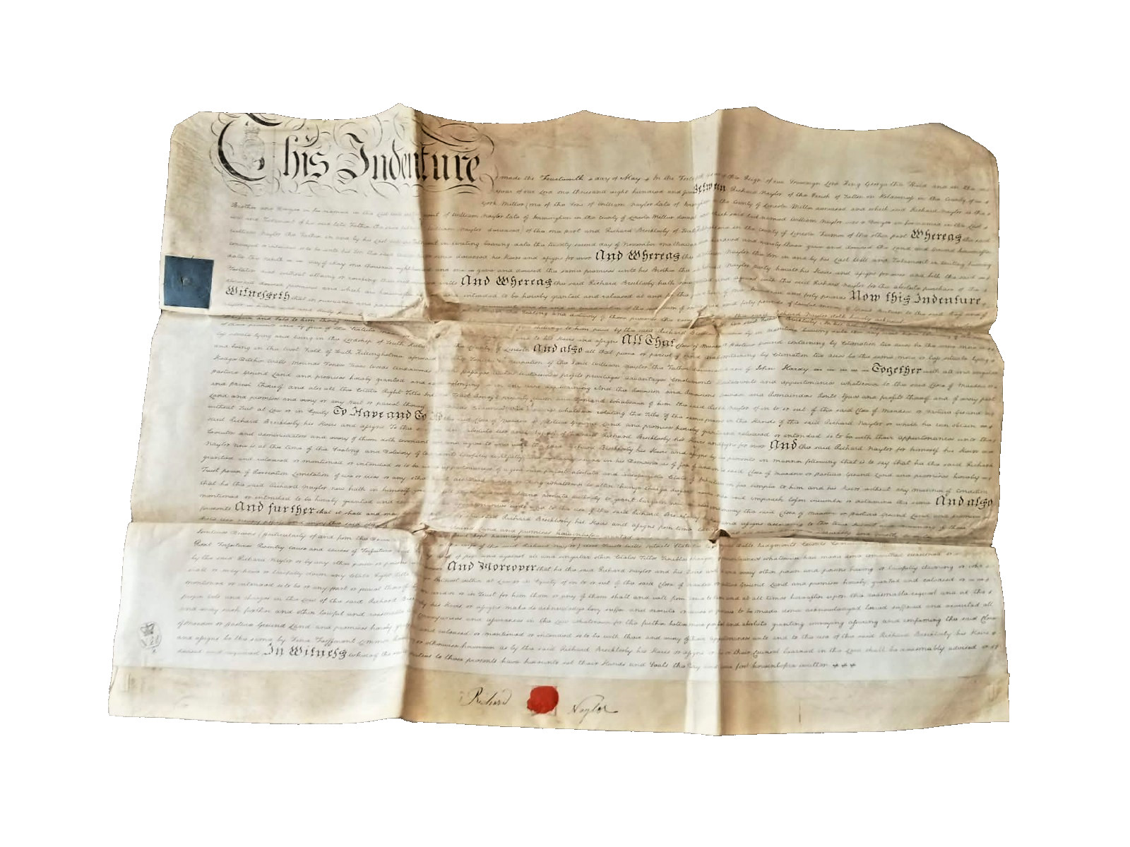 Regency Vellum Indenture Document: 1805 Naylor & Brocklesby South Killingholme
