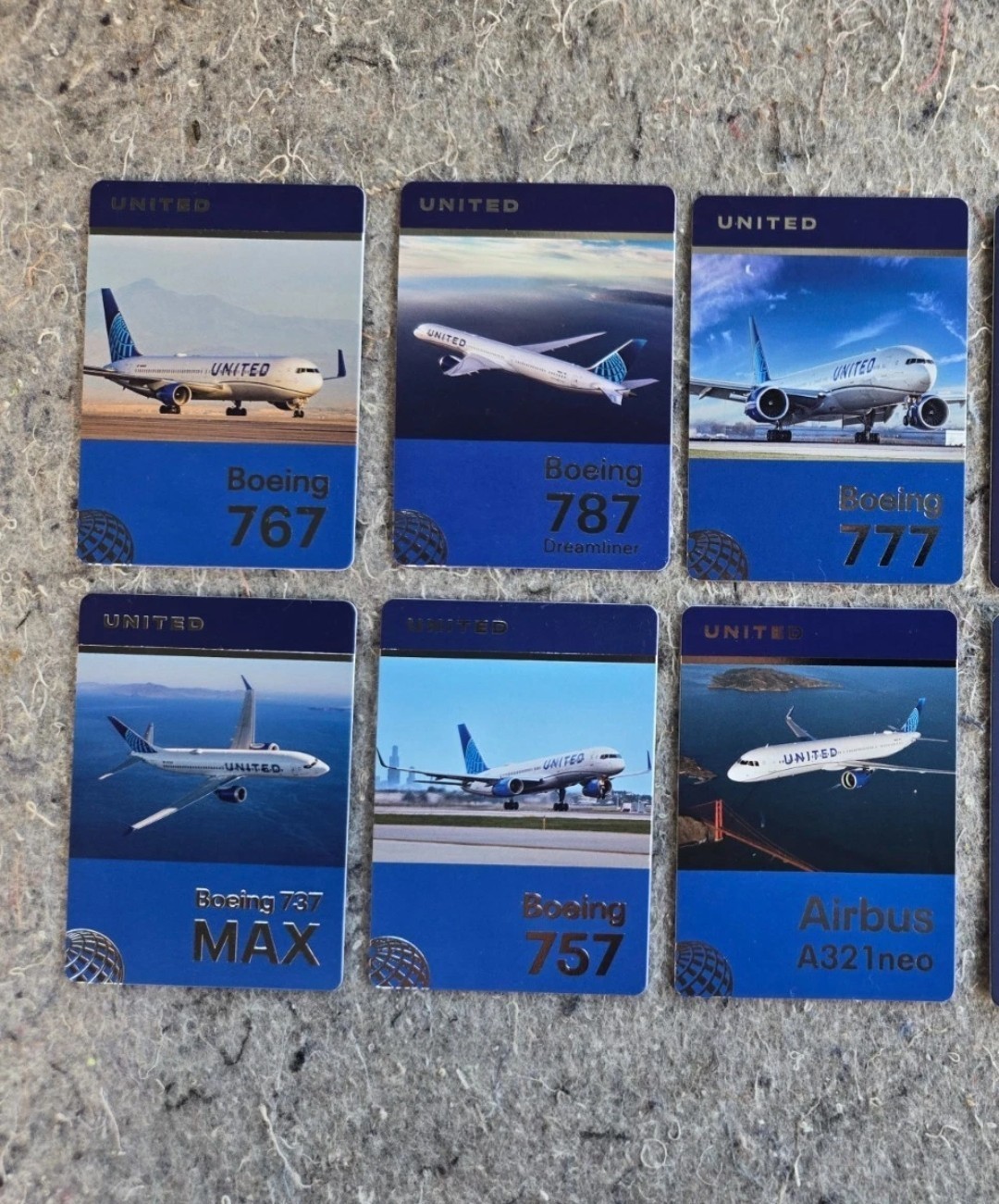 United Airlines Aircraft Fleet Trading Cards Complete Set of 6 - New 2025/2026