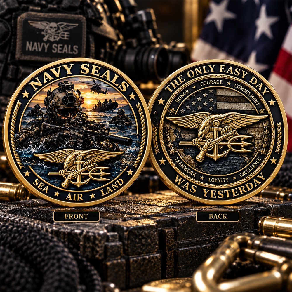 US Navy SEALs Challenge Coin The Only Easy Day Was Yesterday Military Gift