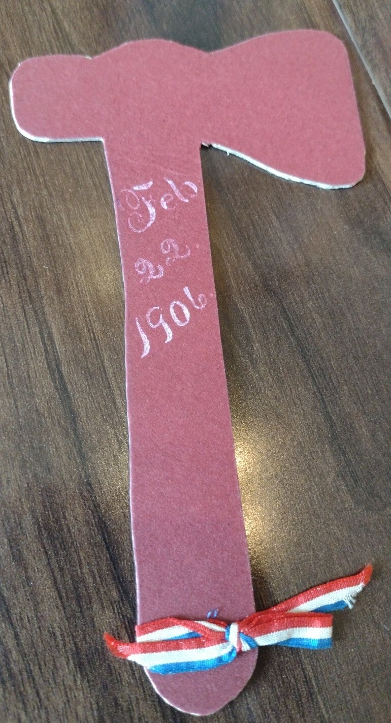 1906 George Washington Birthday Heavy Paper Hatchet not Tell Lie Ephemera Feb 22