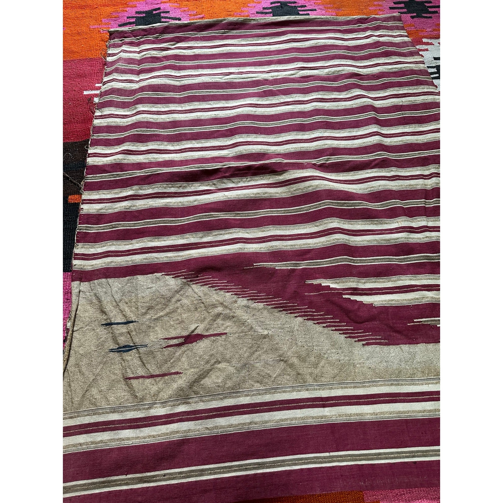 Vintage Traditional Handwoven Geometric Pattern Kilim Textile 80x56 inches Vintage Traditional Handwoven Geometric Pattern Kilim Textile 80x56 inches