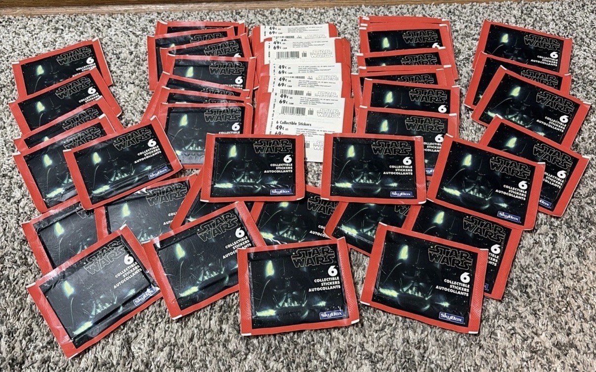1996 SkyBox Star Wars Collectible Stickers Sealed Box - 52 Packs - Panini