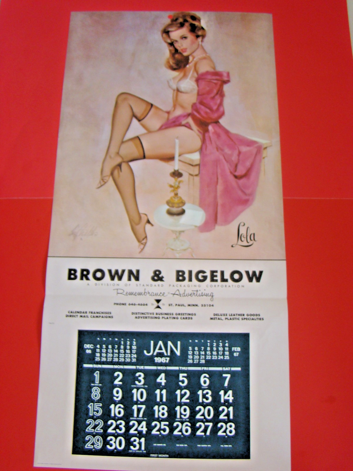 Extremely Fine--Mint    FRITZ WILLIS     Vintage Sample Pin Up Calendar