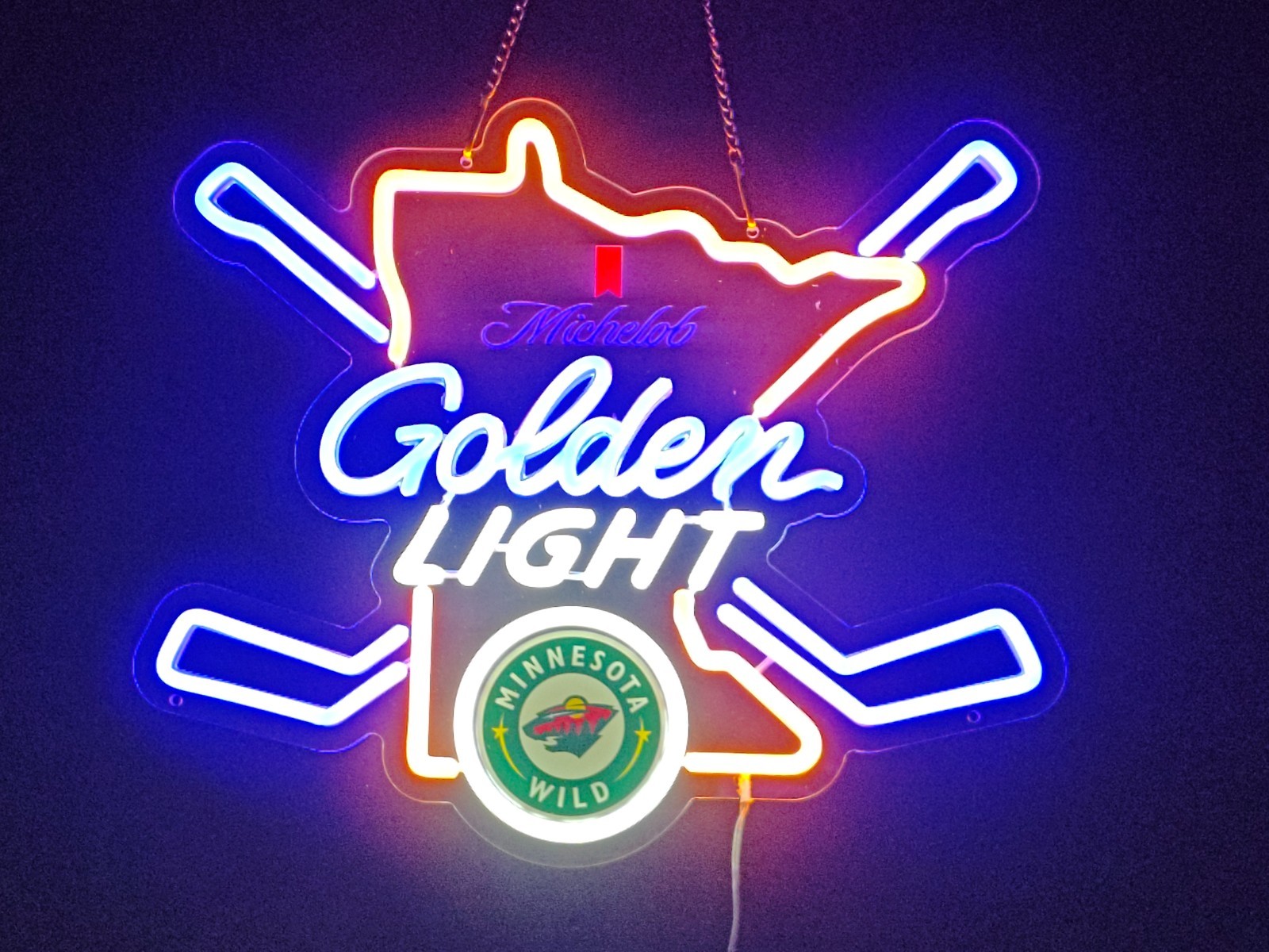 16\'\'x14\'\' Michelob Golden Light Minnesota LED Neon Sign With Dimmer USB Powered