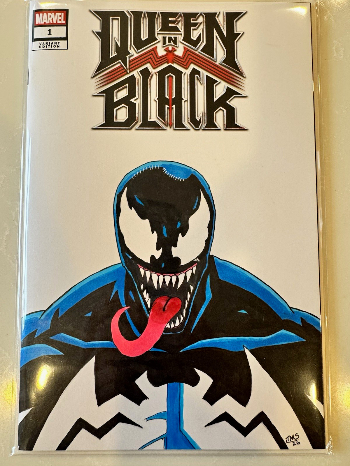 Marvel Queen in Black #1 Variant Cover Venom Original Sketch Art TMS