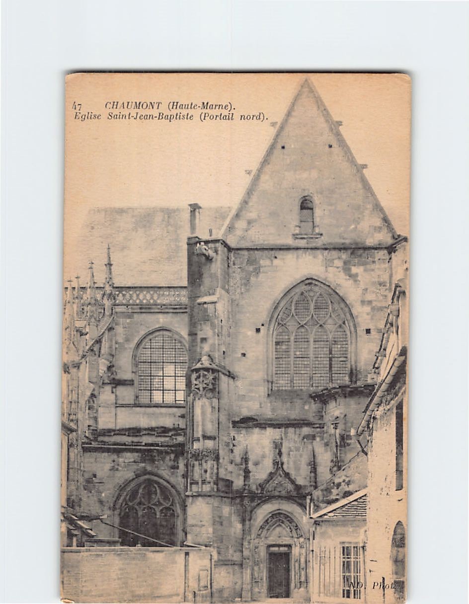 Postcard Saint-Jean-Baptiste Church in Chaumont France