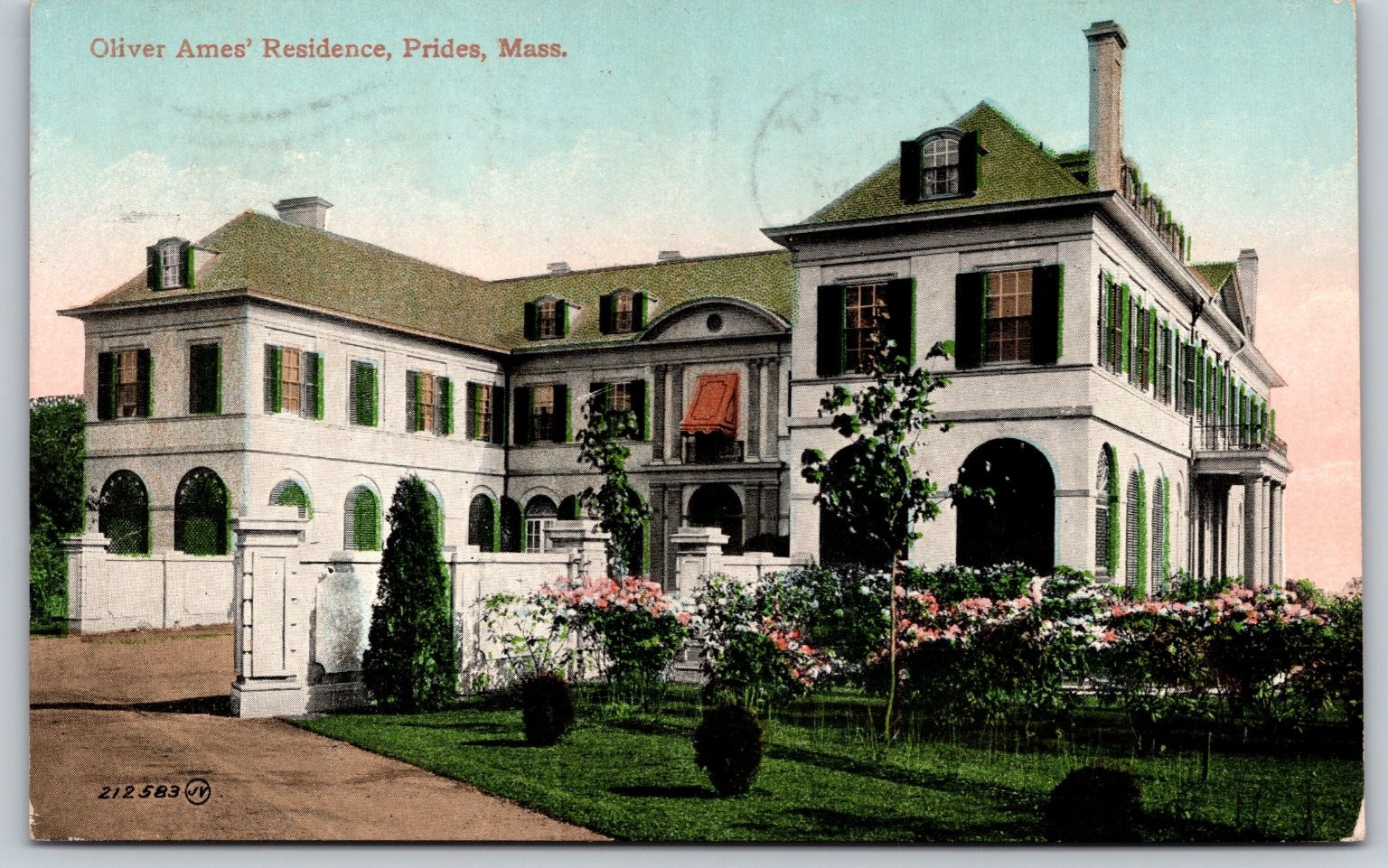 1911 Oliver Ames Residence Prides Crossing MA Postcard Estate Home C266