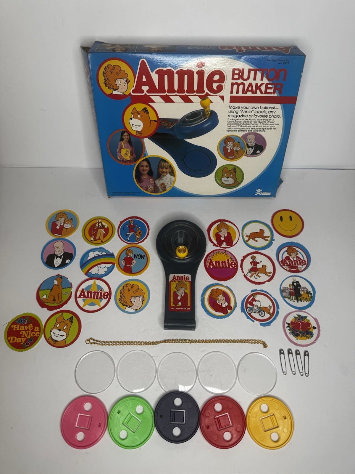 Vintage 1981 Annie Button Maker Gabriel No. 8231 Complete in Box Necklace