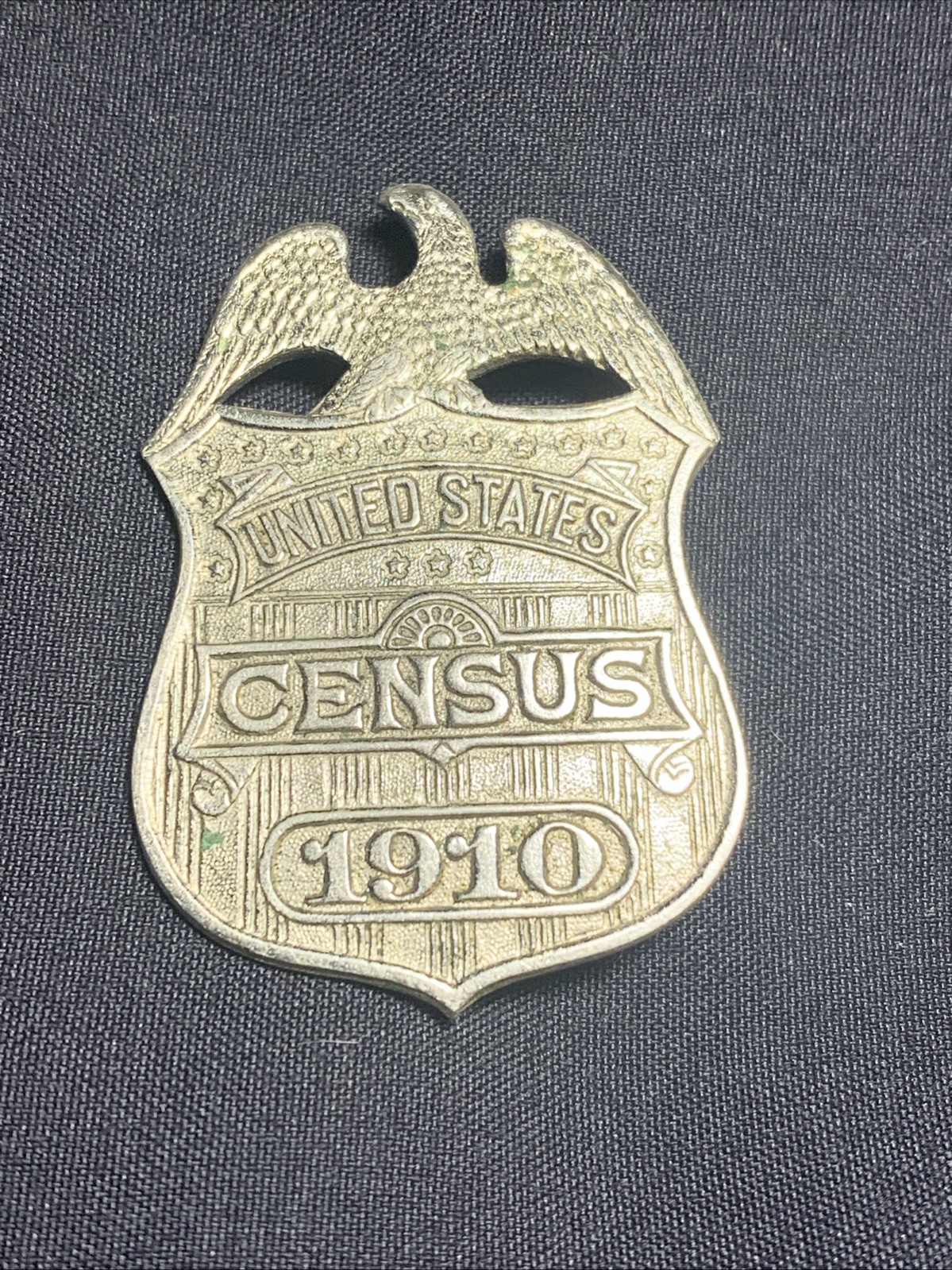 Antique 1910 United States Census Takers Lapel Pin Silver Color