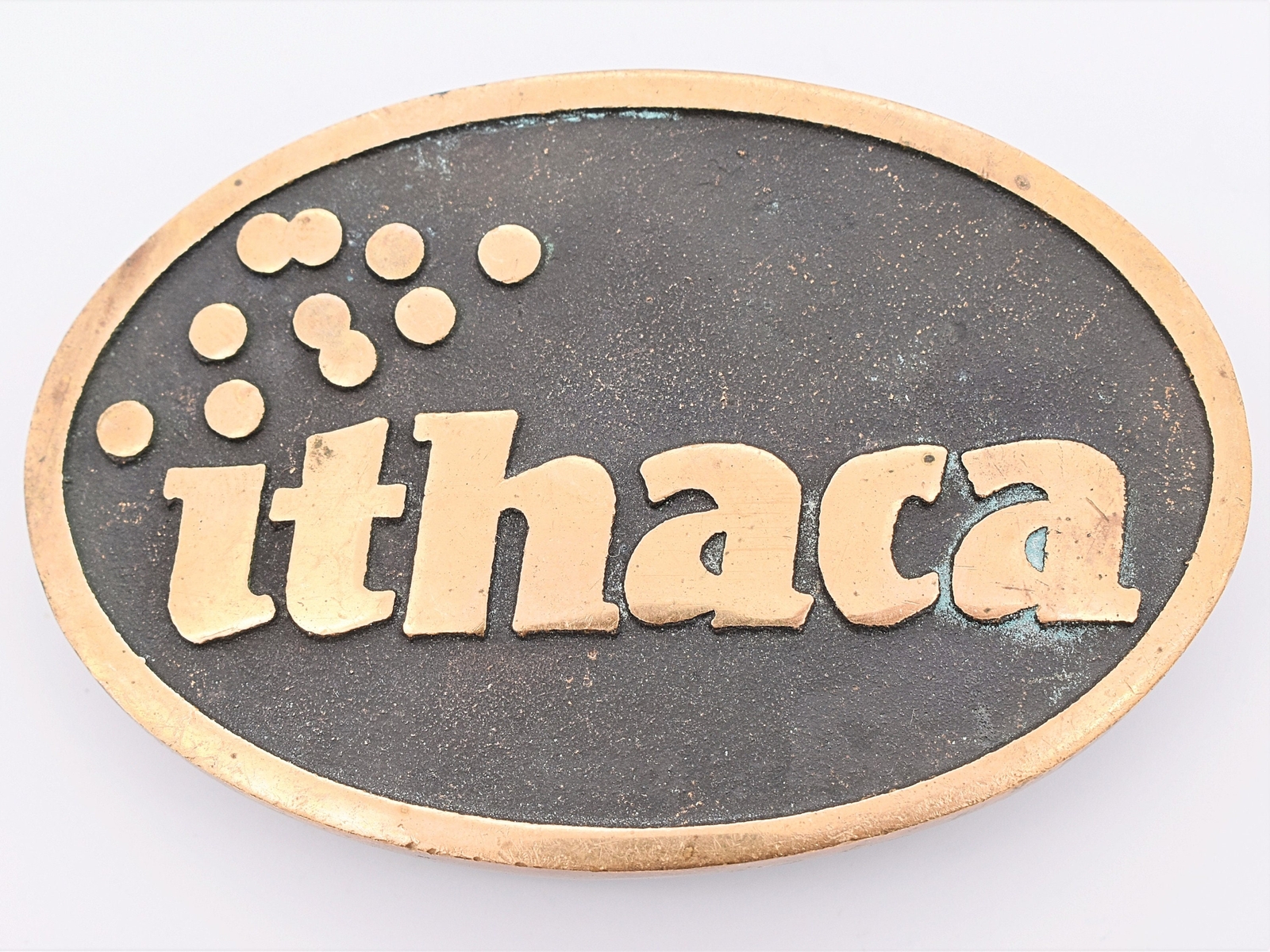 Ithaca Gun Solid Brass UB Vintage Belt Buckle