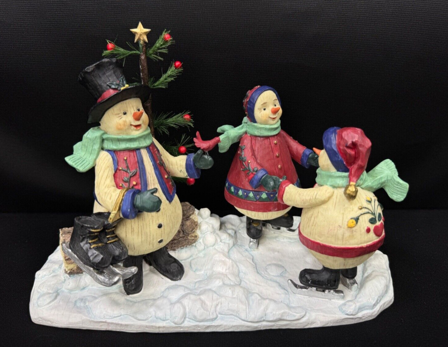 Kathy Killip Snow Family Ice Skating Snowmen Figurines Winter Folk Art  DEMDACO