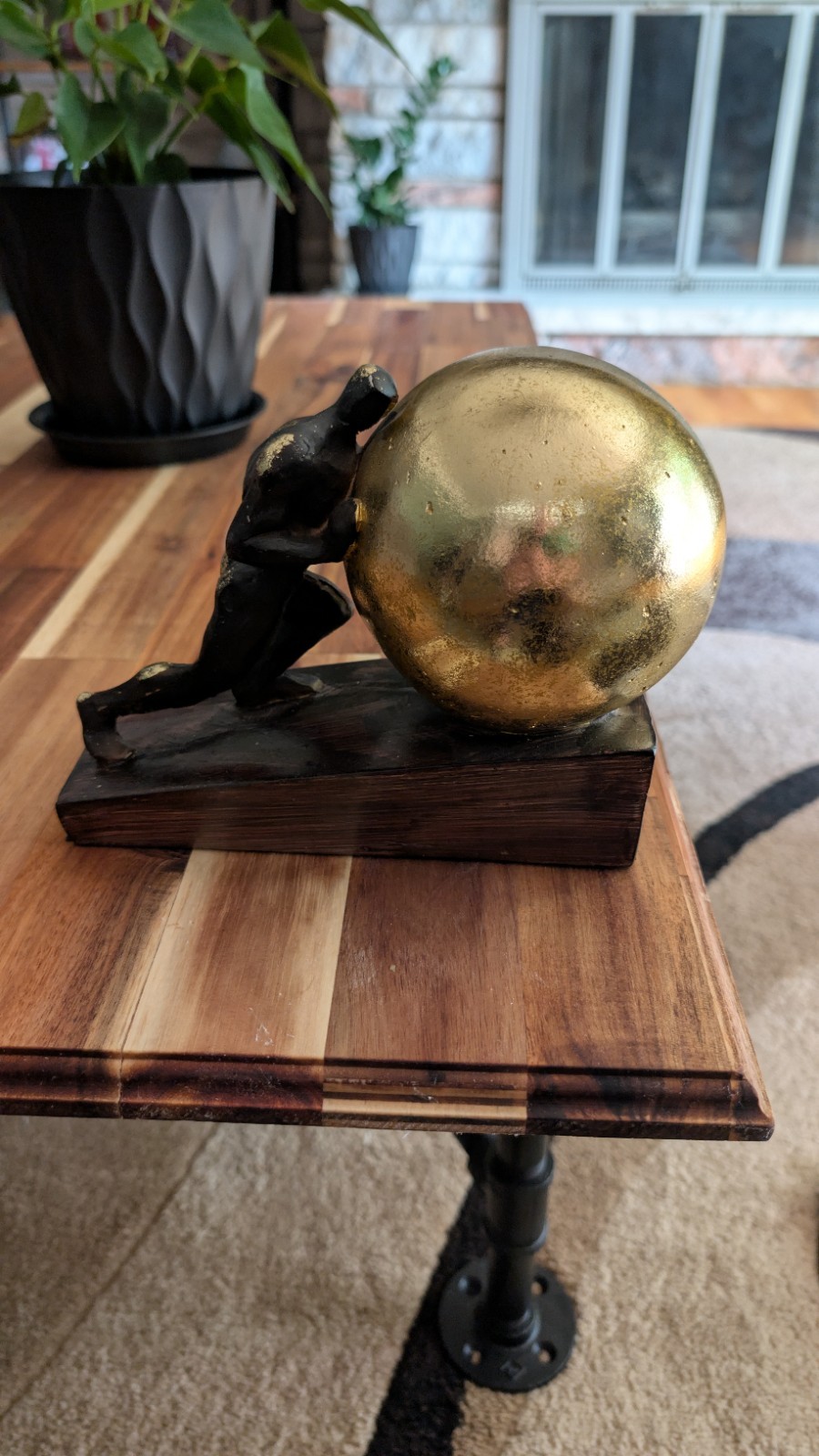 Sisyphus Sculpture Home Decor, Struggler Statue, Sportsman Push Ball Sisyphus Sculpture Home Decor, Struggler Statue, Sportsman Push Ball