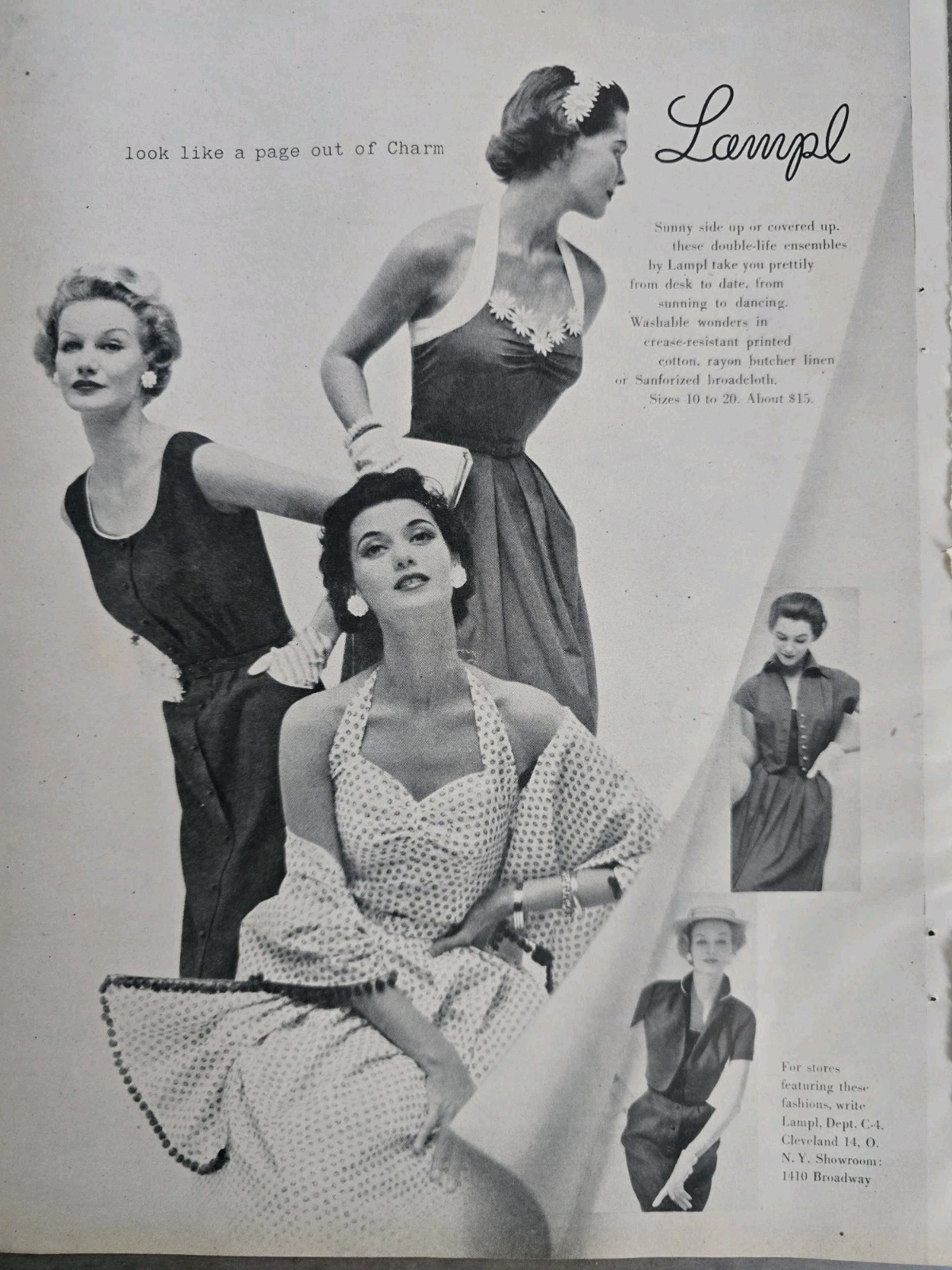 1953 Womens Lampl Summer dresses Vintage Fashion ad 1953 Womens Lampl Summer dresses Vintage Fashion ad