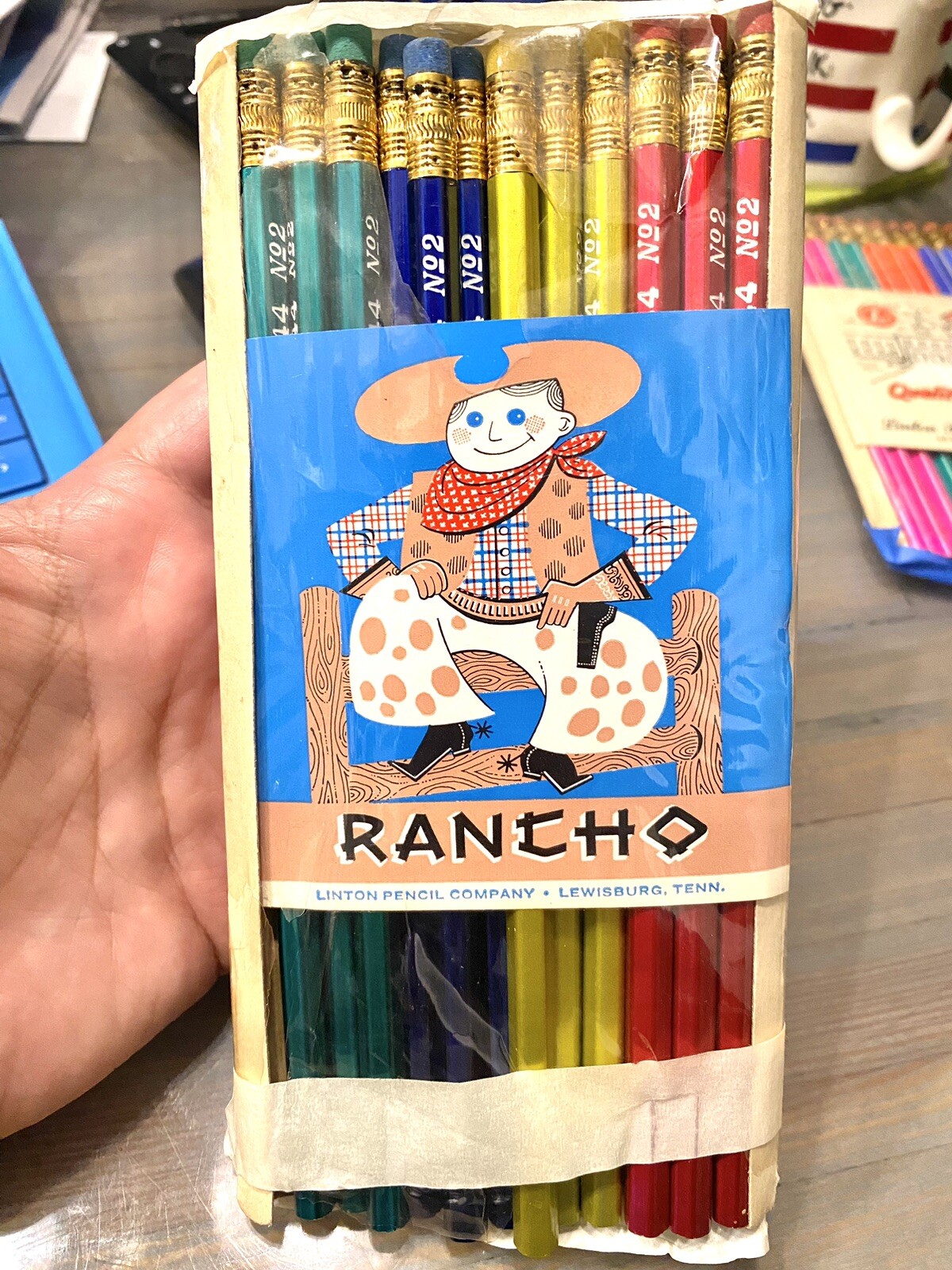 New almost-sealed Vtg LINTON RANCHO 444 No2 pencils 12-pack X-RARE 1st eBay ever