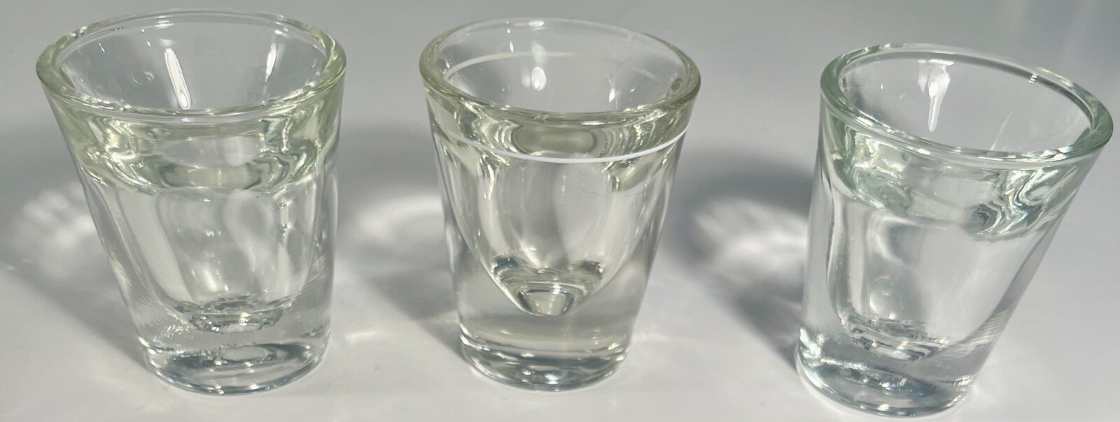 VTG  Set 3 Clear Shot Glasses-1 w Line Mad Men Style Retro Barware  Weighted