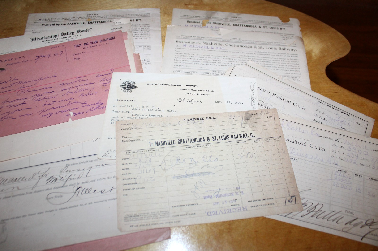 Antique Ephemera Lot 1896 and 97 Railroad Freight Receipts Illinois & More Antique Ephemera Lot 1896 and 97 Railroad Freight Receipts Illinois & More