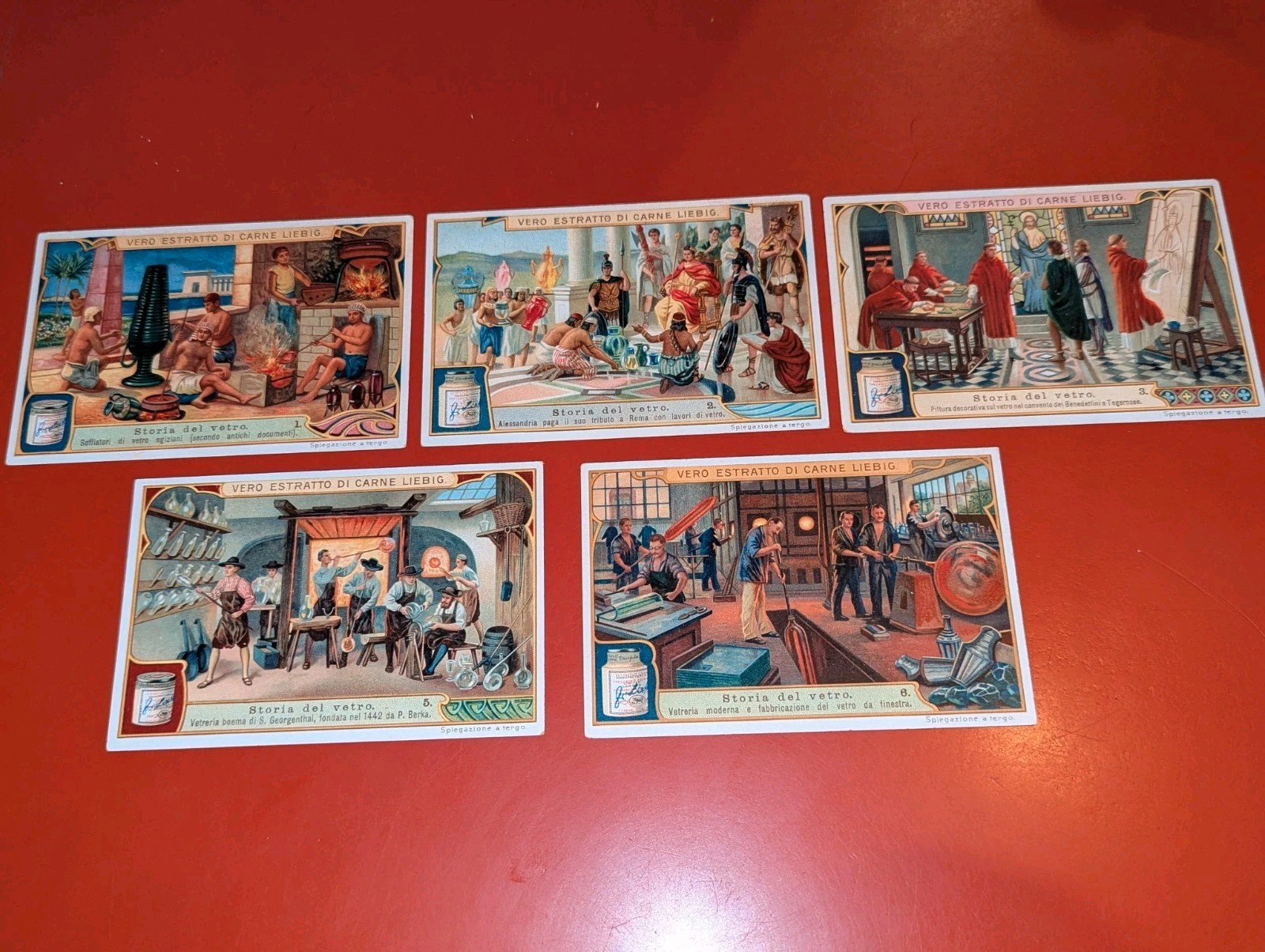VTG 1870's Liebig Cards Lot of (5 of 6 card set) Story Of Glass Storia Del Vetro
