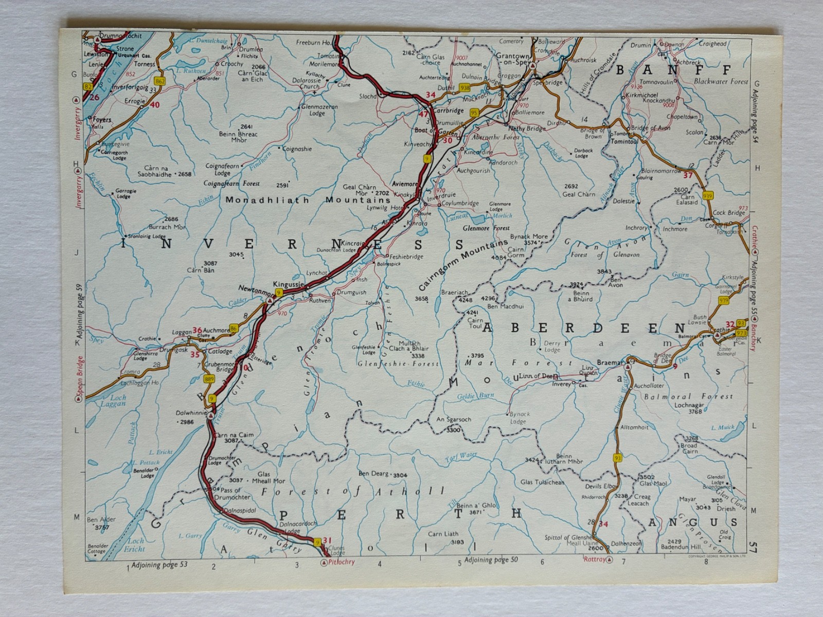 Vintage Aberdeen Scotland Map 1968 United Kingdom Inverness Banff Perth Angus