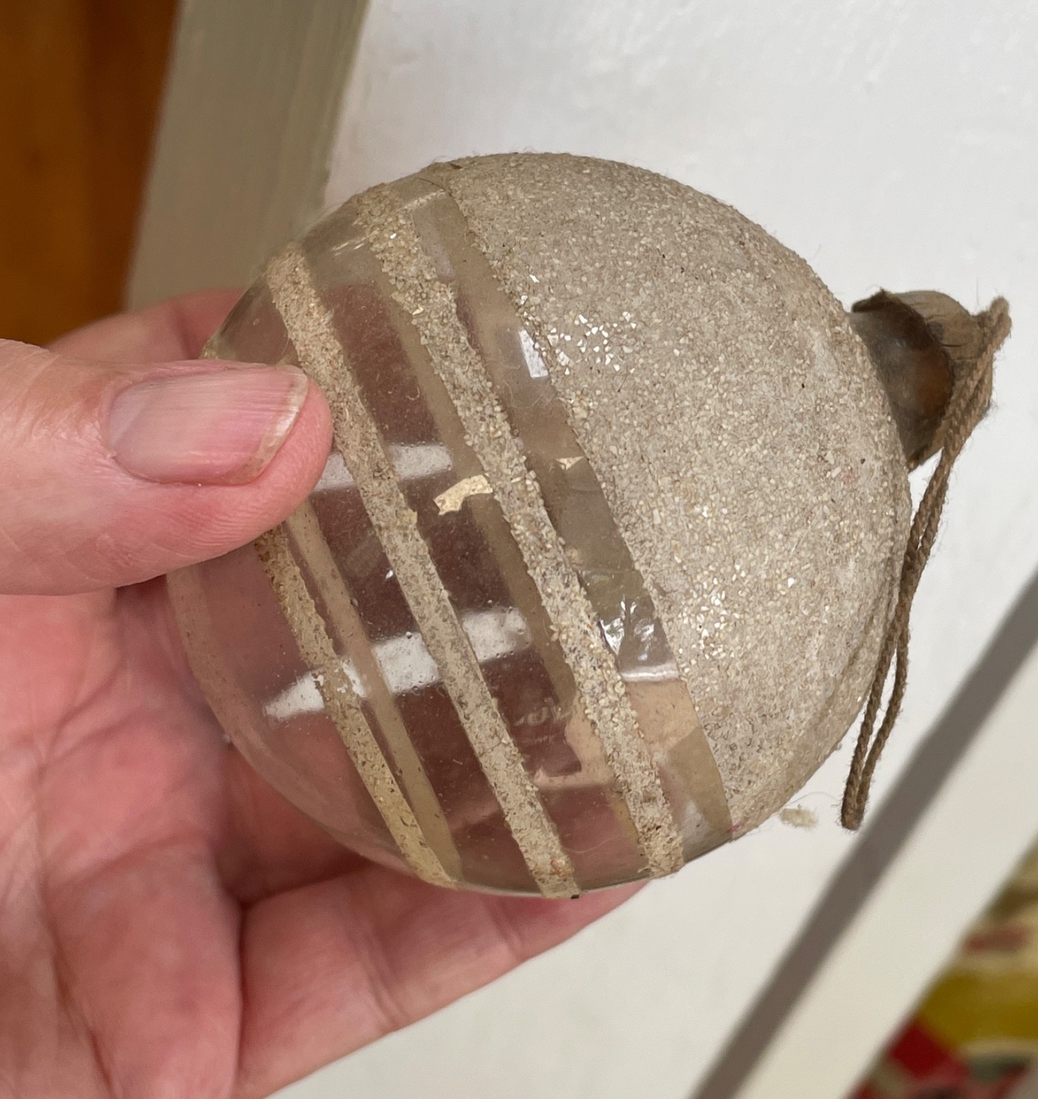 Vintage WWII Unsilvered Glass Christmas Ornament Paper/Metal Cap Striped 1940s Vintage WWII Unsilvered Glass Christmas Ornament Paper/Metal Cap Striped 1940s