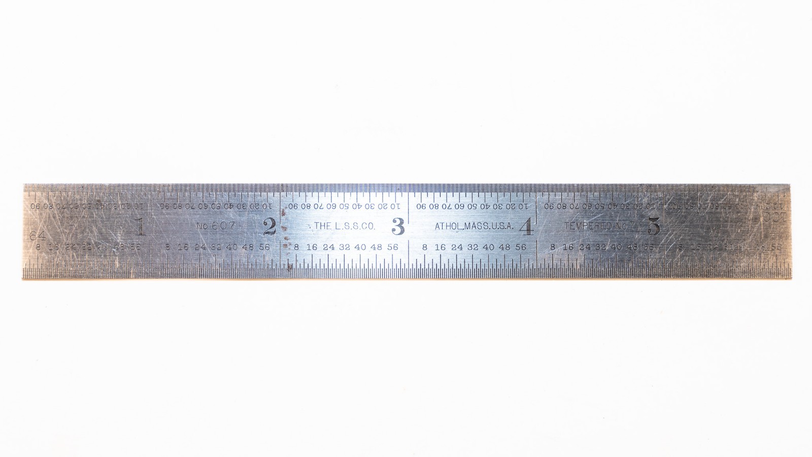 Vintage The L.S.S. Co (Starrett) No. 607 Tempered No. 7 Steel Ruler 6\ Vintage The L.S.S. Co (Starrett) No. 607 Tempered No. 7 Steel Ruler 6\