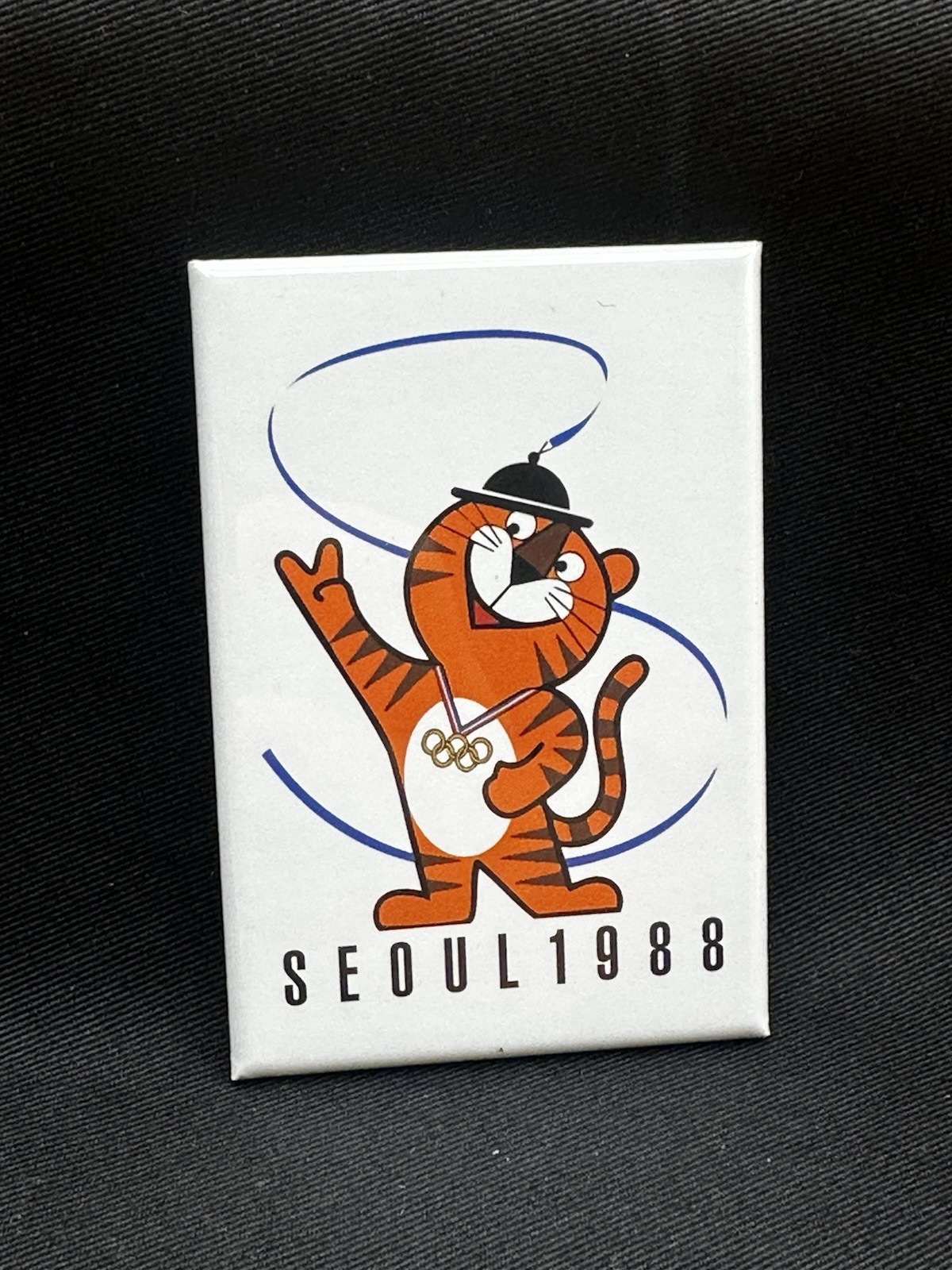 Vintage 1988 Seoul Olympics Tiger Mascot Refrigerator Magnet - 