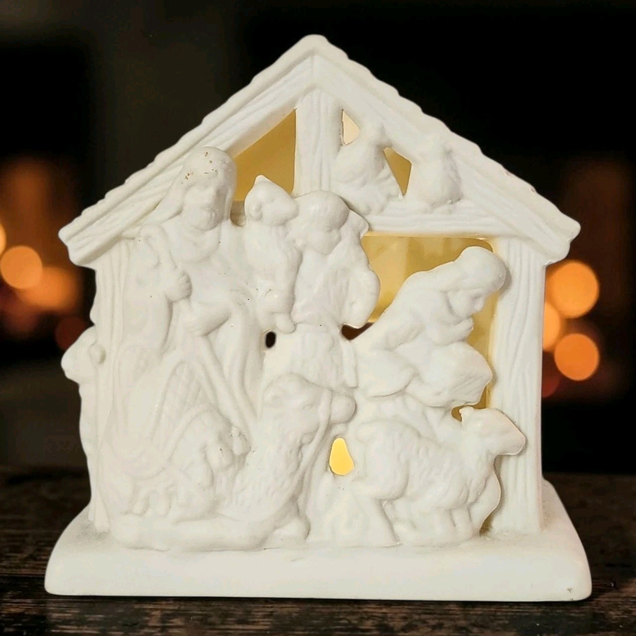 Vtg PARTYLITE O' Little Town Shepherds Nativity Tea Light Holder #P7313 5.5
