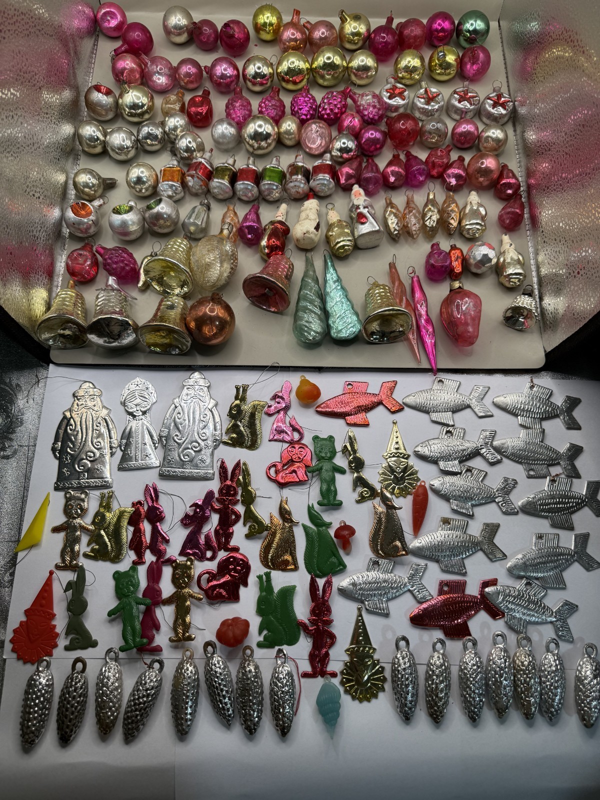 Lot 25 — Vintage Soviet Mini Christmas Tree Ornaments Mixed Lot 168 pcs