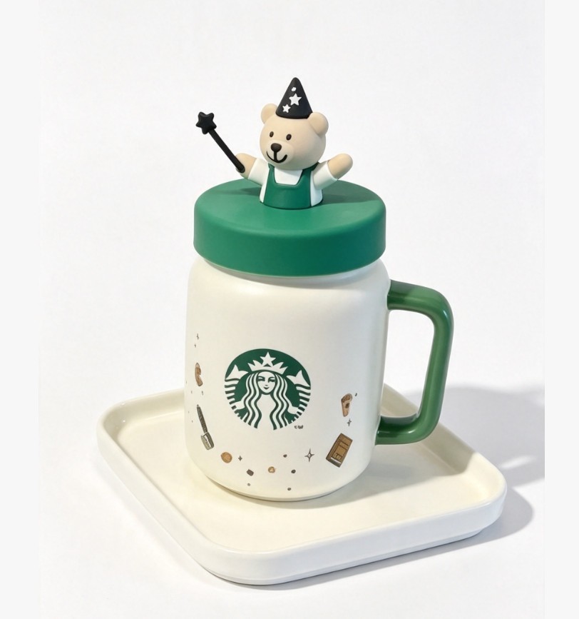 Starbucks Bear Decoration Handle 15oz Ceramic Mug W Lid For Hot Beverage Classic Starbucks Bear Decoration Handle 15oz Ceramic Mug W Lid For Hot Beverage Classic