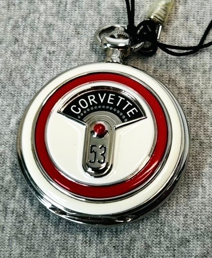 1953 Corvette Pocket Watch Franklin Mint w/Chain and Case 53 NIB