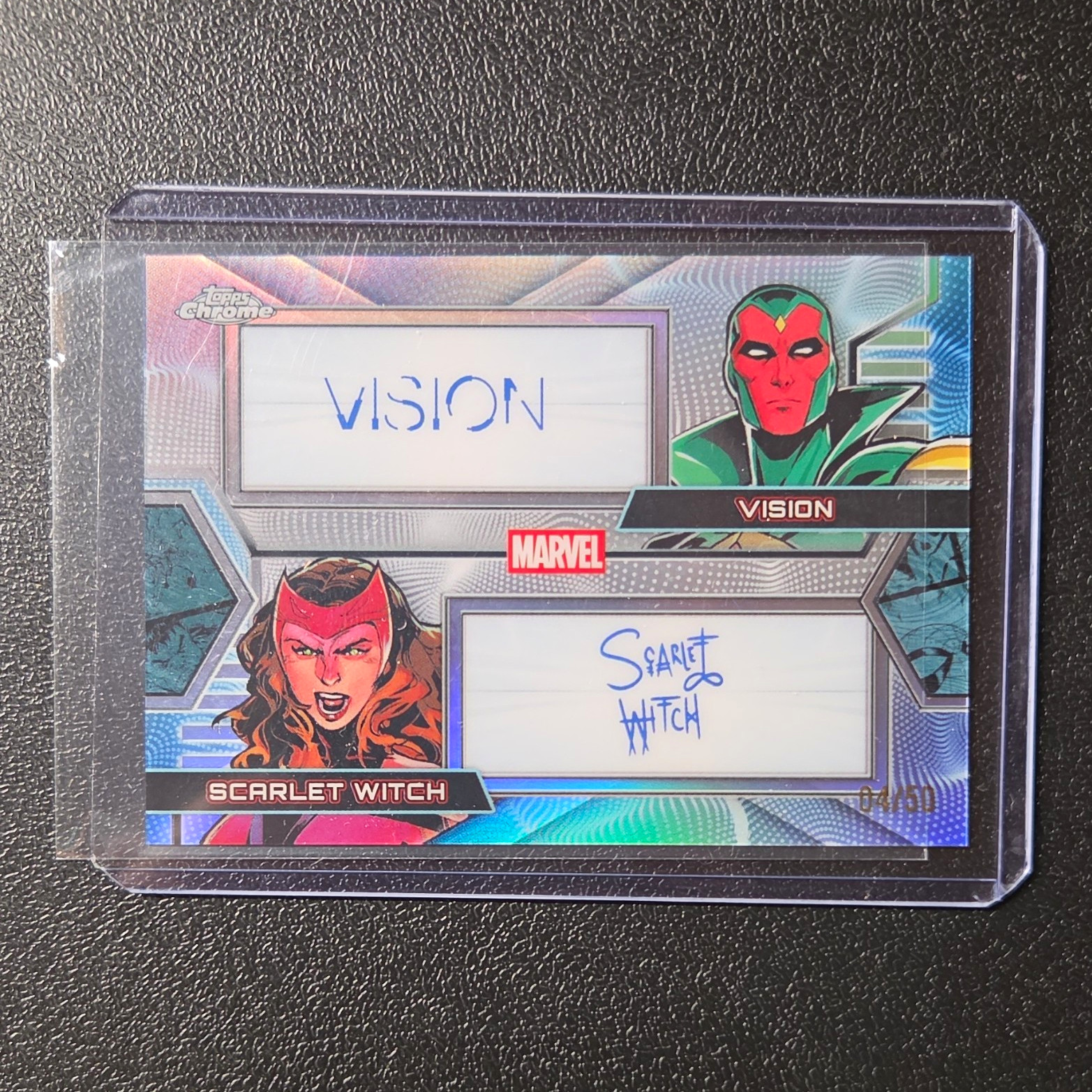 Topps 2026 Chrome Marvel Facsimile Dual Auto Vision/Scarlet Witch #/50