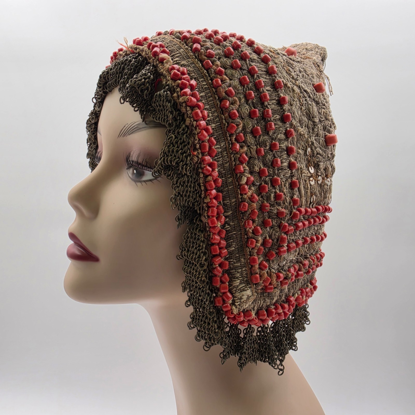 Vintage Gargush Yemenite Jewish Headdress Hand Embroidered Metal Threads Vintage Gargush Yemenite Jewish Headdress Hand Embroidered Metal Threads