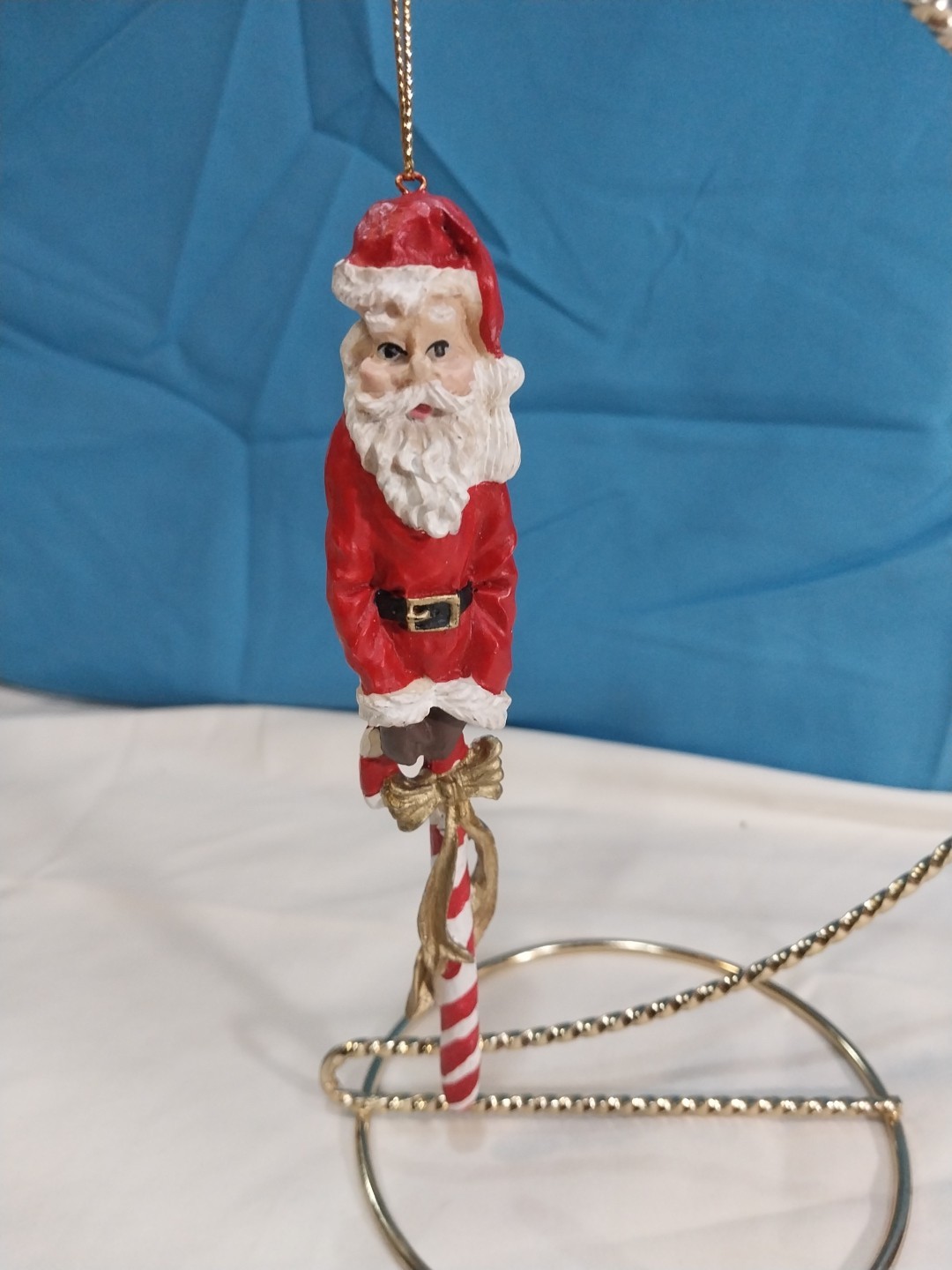 Santa claus christmas ornament Santa on a candy cane  beautiful tree ornament