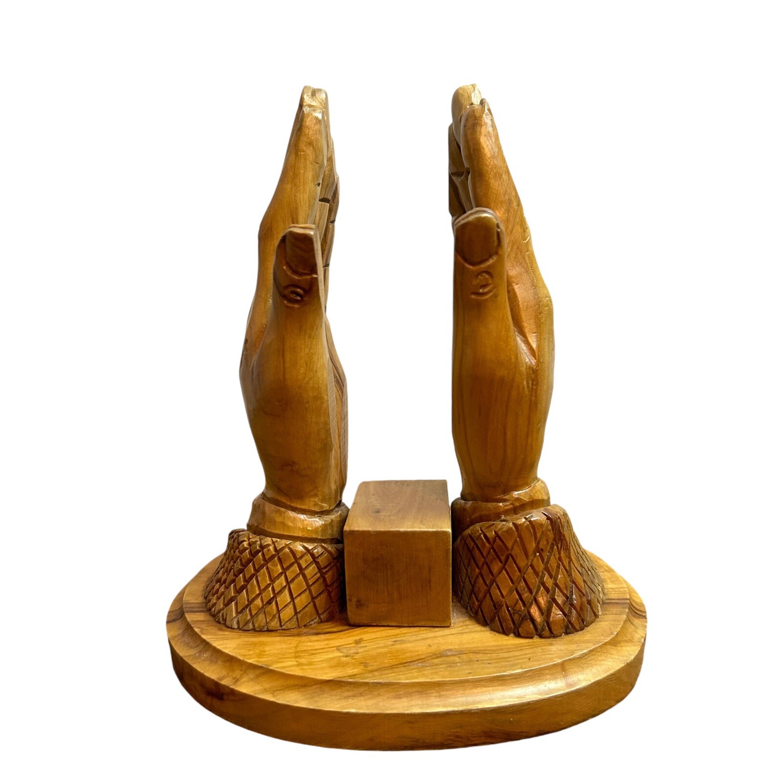 Handmade Praying Hands. Olive Wood Figurines Jeries Facouseh Holy Land Bethlehem