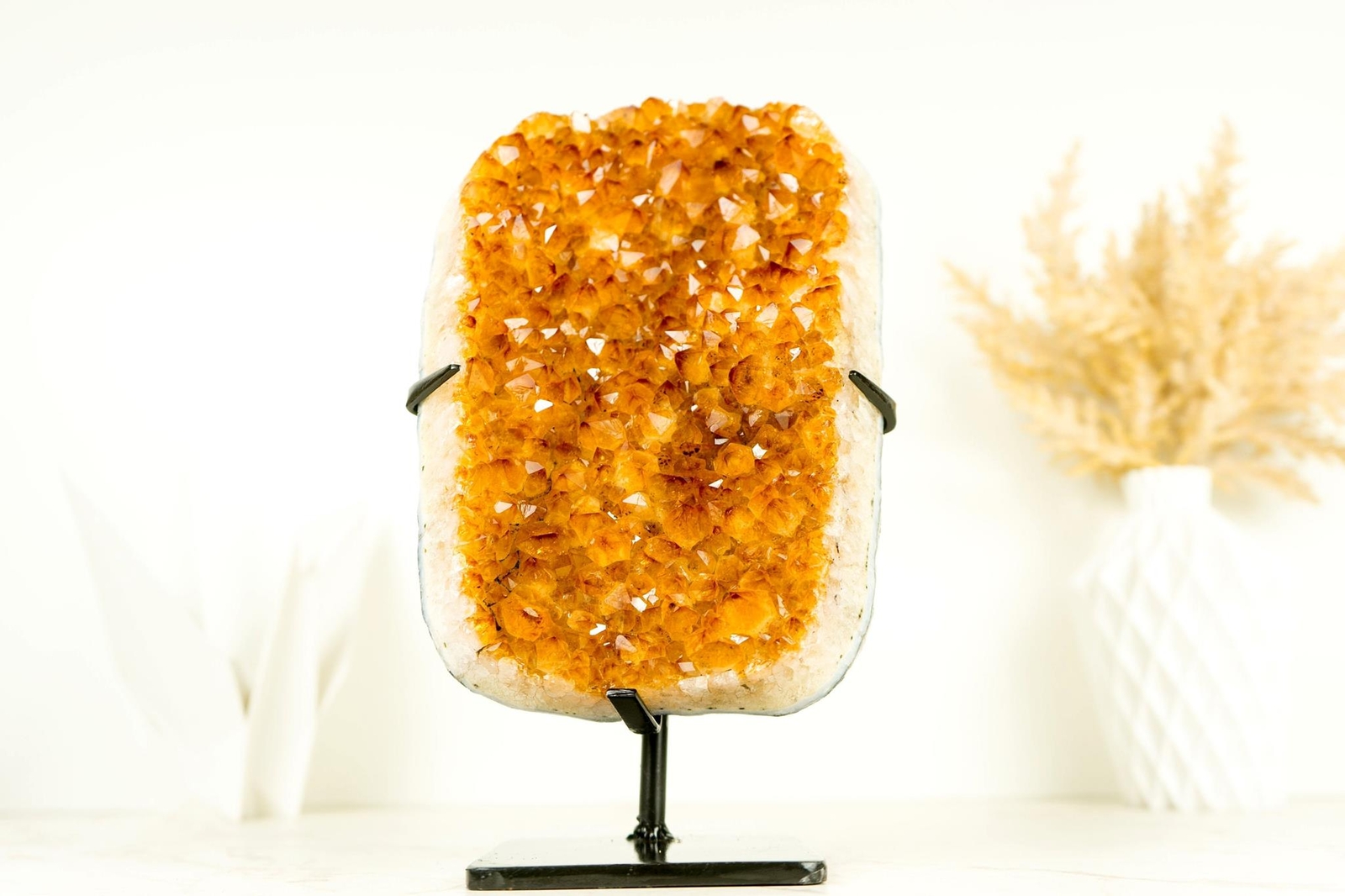Exceptional Golden Yellow Citrine Cluster with Sparkling Druzy