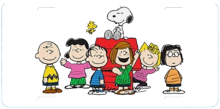 SNOOPY AND  PEANUTS USA MADE LICENSE PLATE