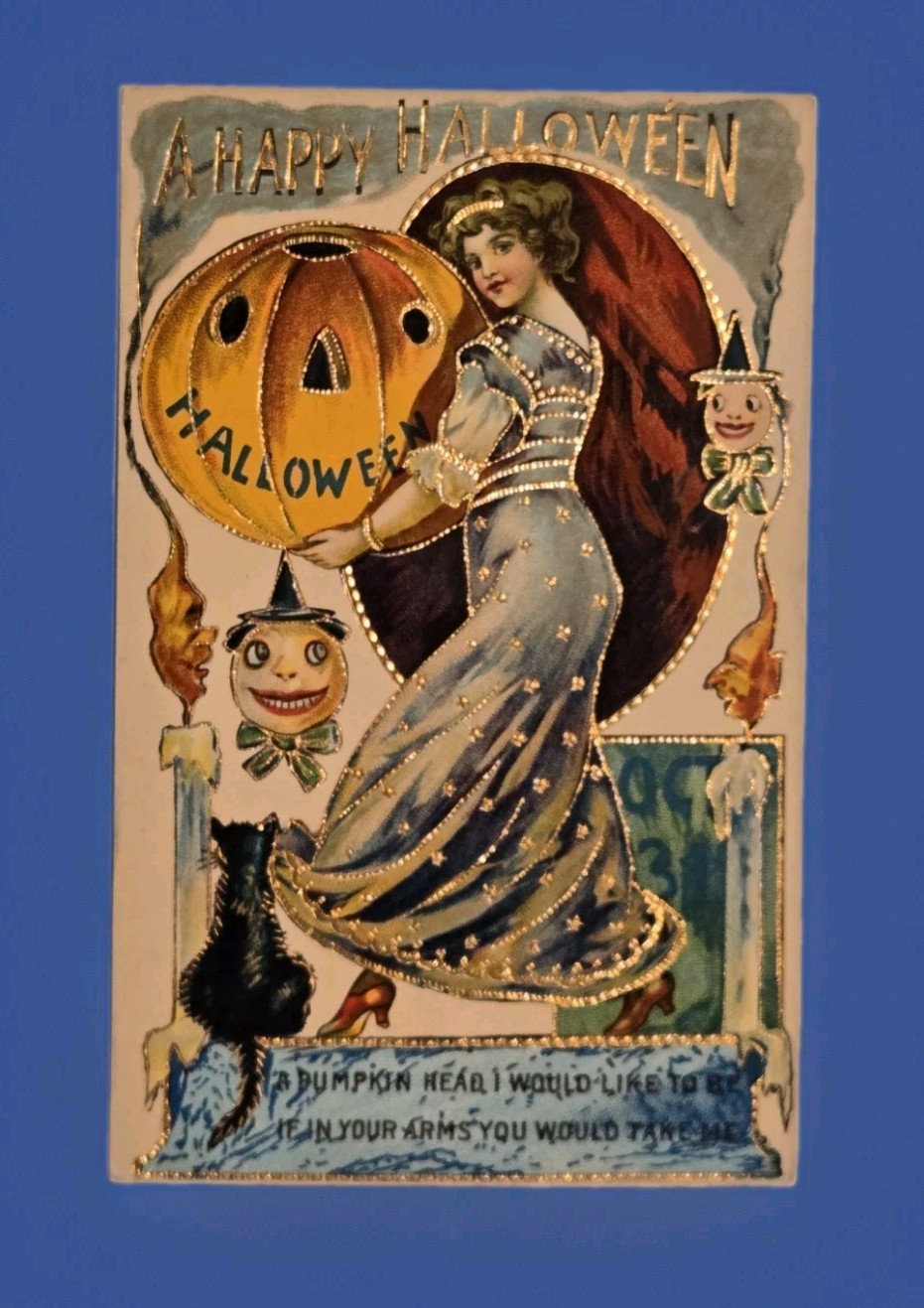 Rare J. Silberstein & Co Halloween Postcard Beautiful Girl W' JOL Series 552
